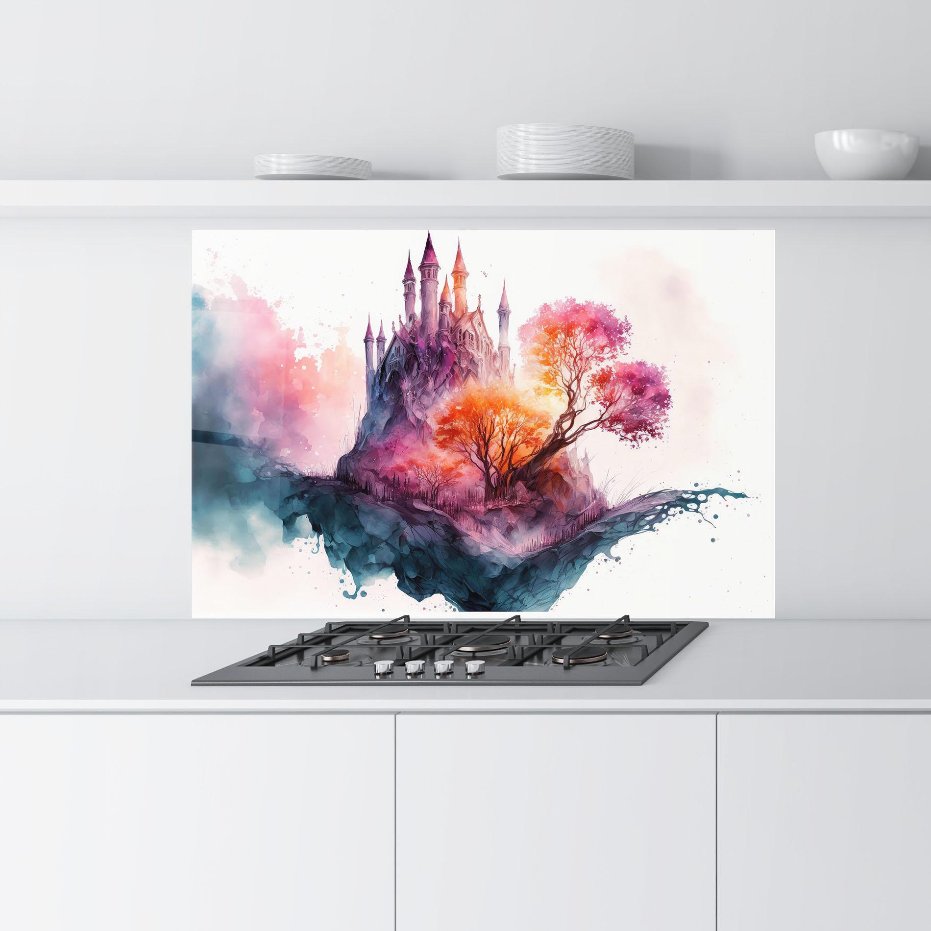 Panou Sticla Bucatarie Colorful Castle mockup 9