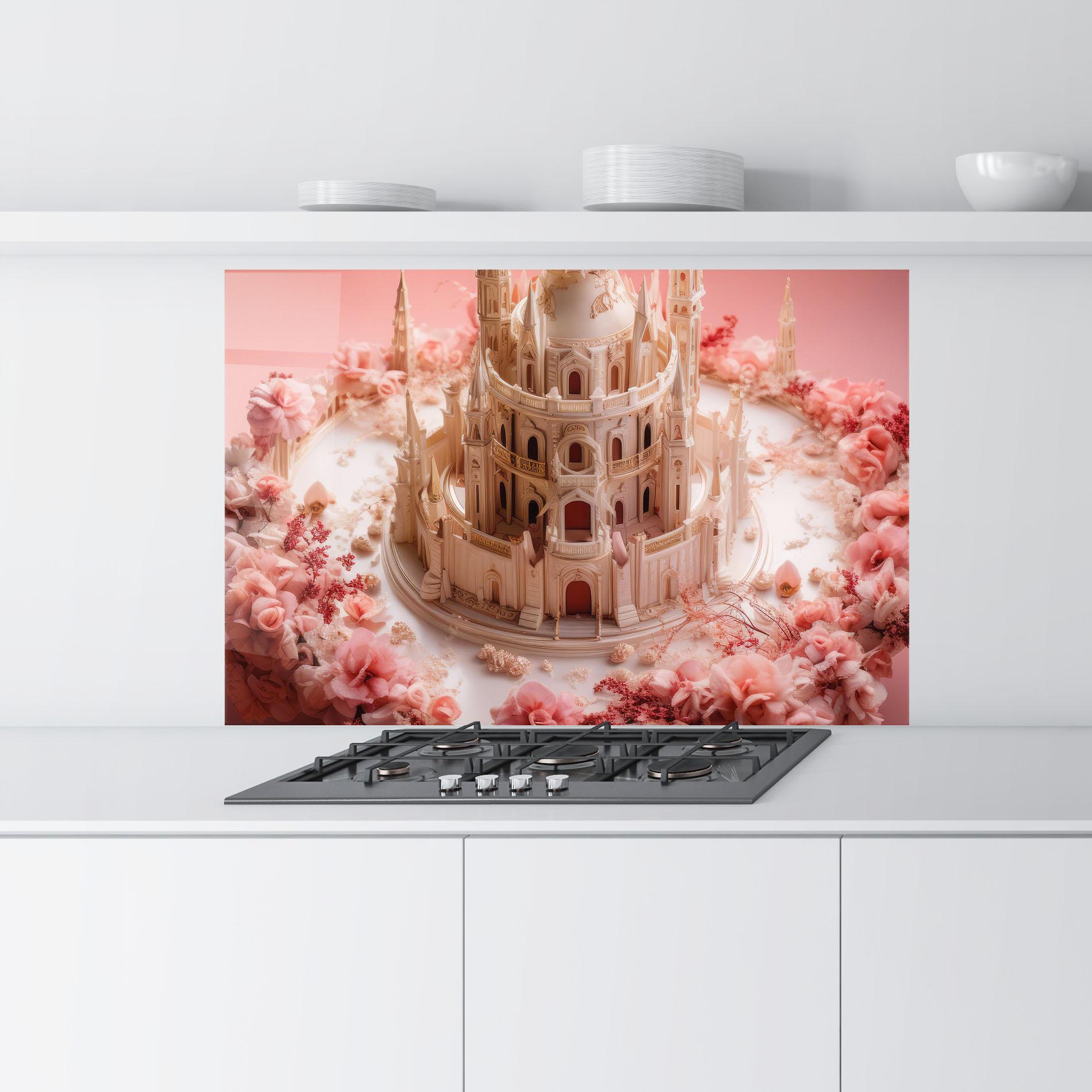 Panou Sticla Bucatarie Cream Castle Flower mockup 9