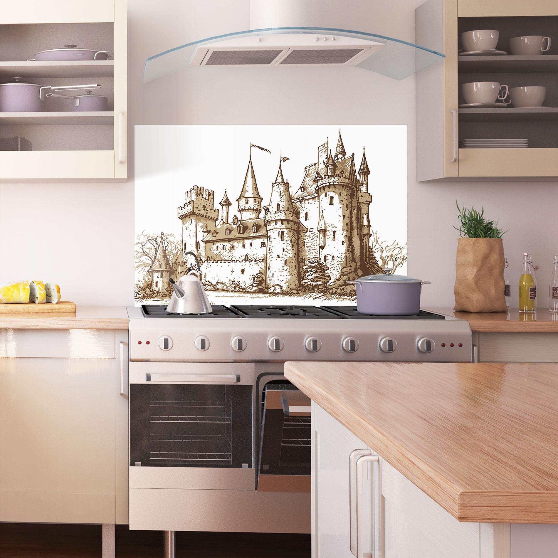 Panou Sticla Bucatarie Brown Line Castle mockup 1