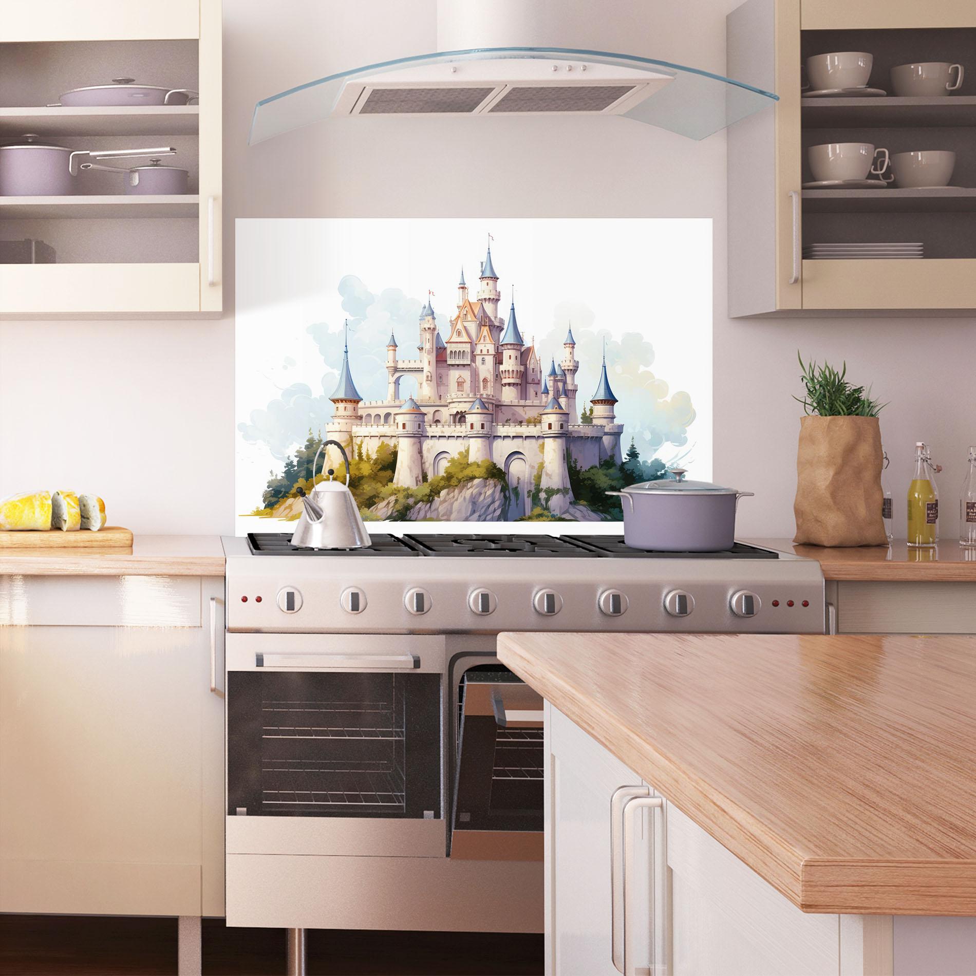 Panou Sticla Bucatarie Illustration Castle mockup 1