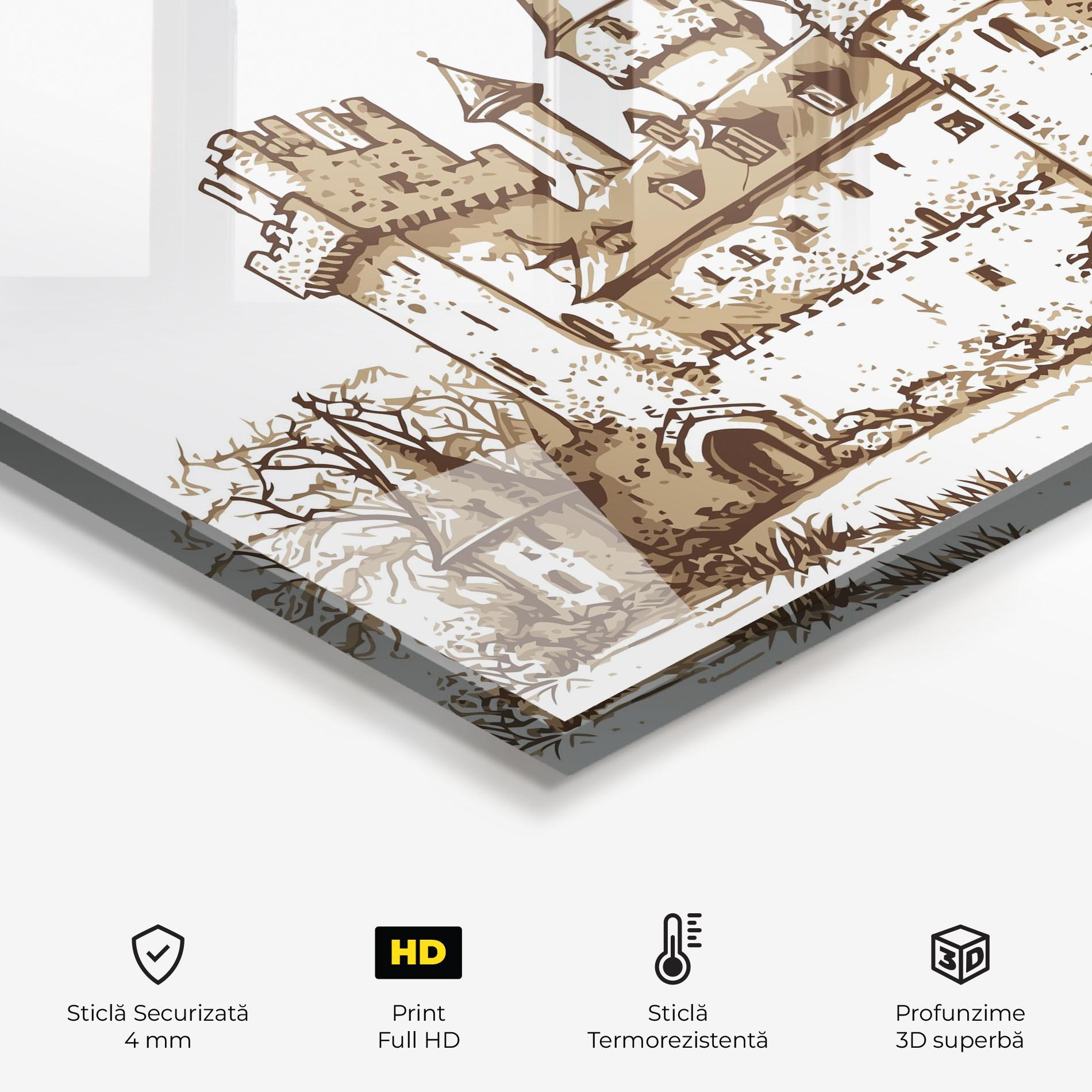 Panou Sticla Bucatarie Brown Line Castle mockup 2