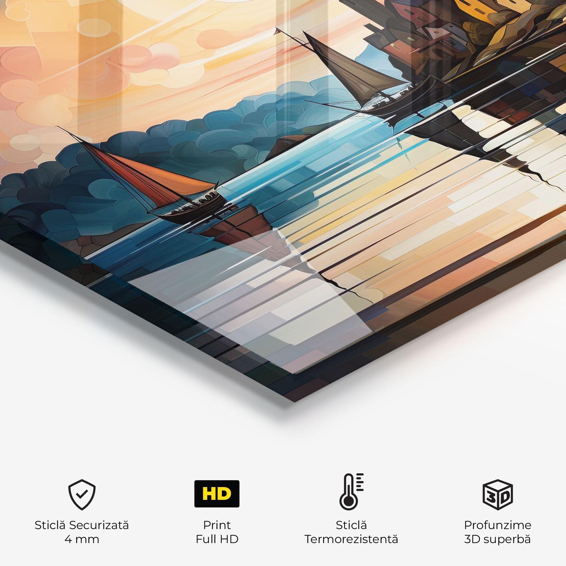 Panou Sticla Bucatarie Castle Painting mockup 2