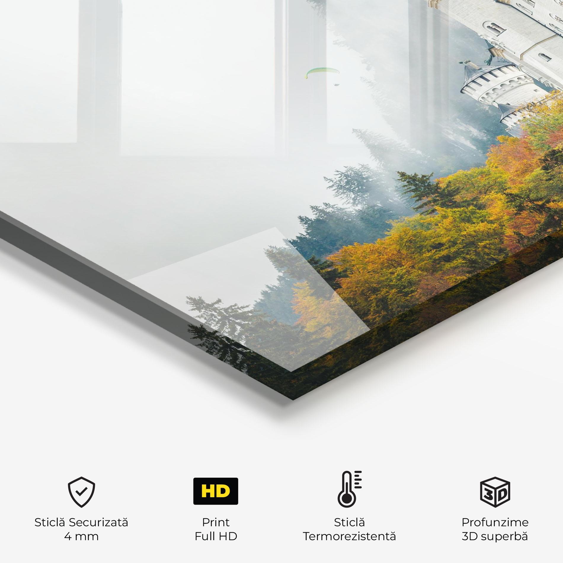 Panou Sticla Bucatarie Neuschwanstein Castle Foggy mockup 2