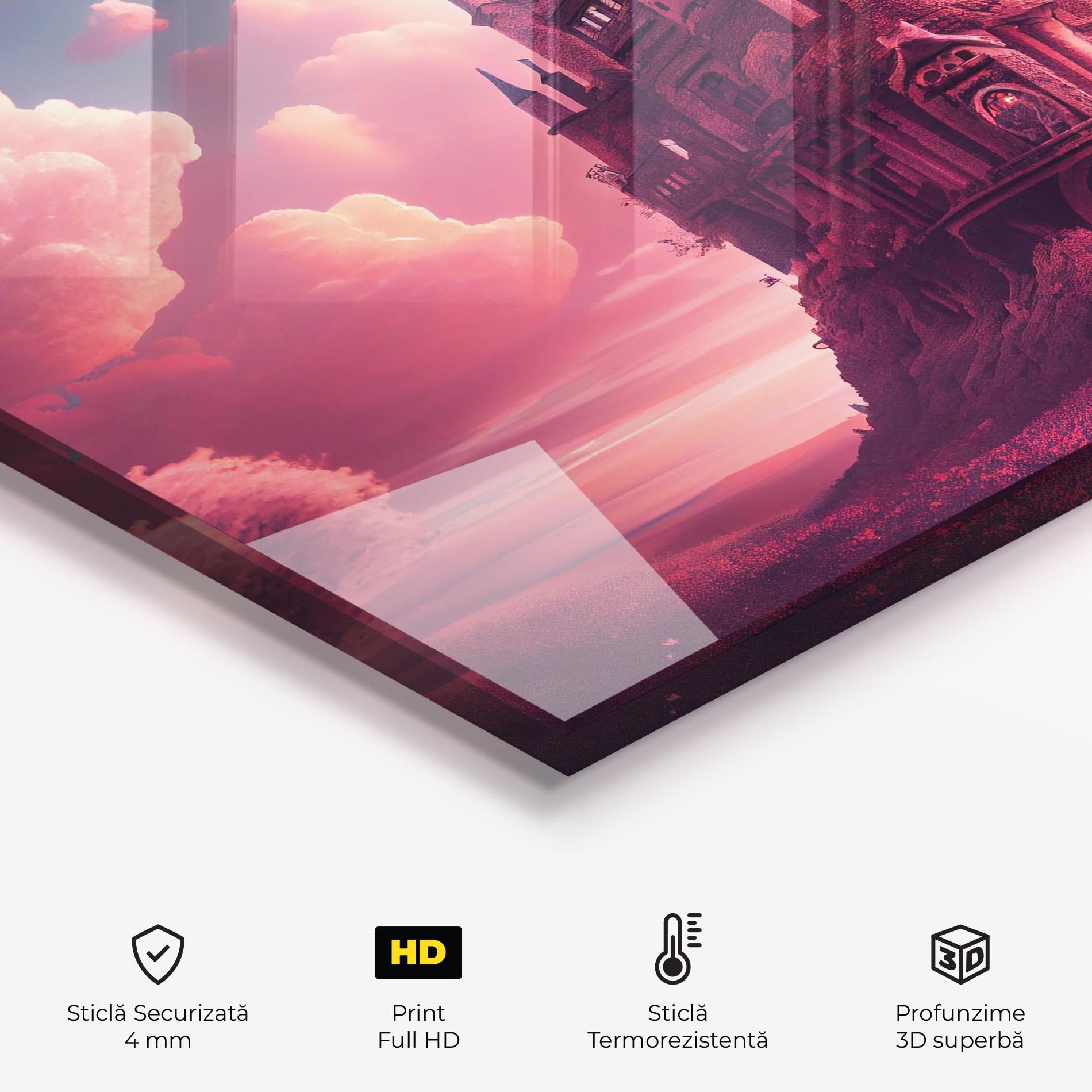 Panou Sticla Bucatarie Pink Cute Castle mockup 2