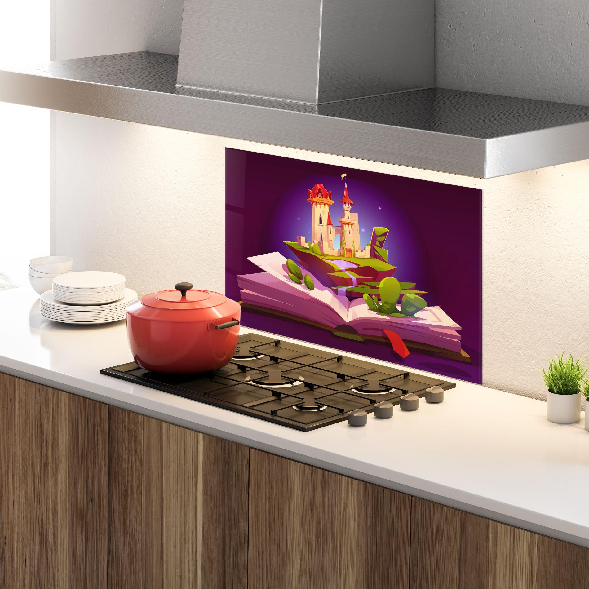 Panou Sticla Bucatarie Book Castle mockup 4