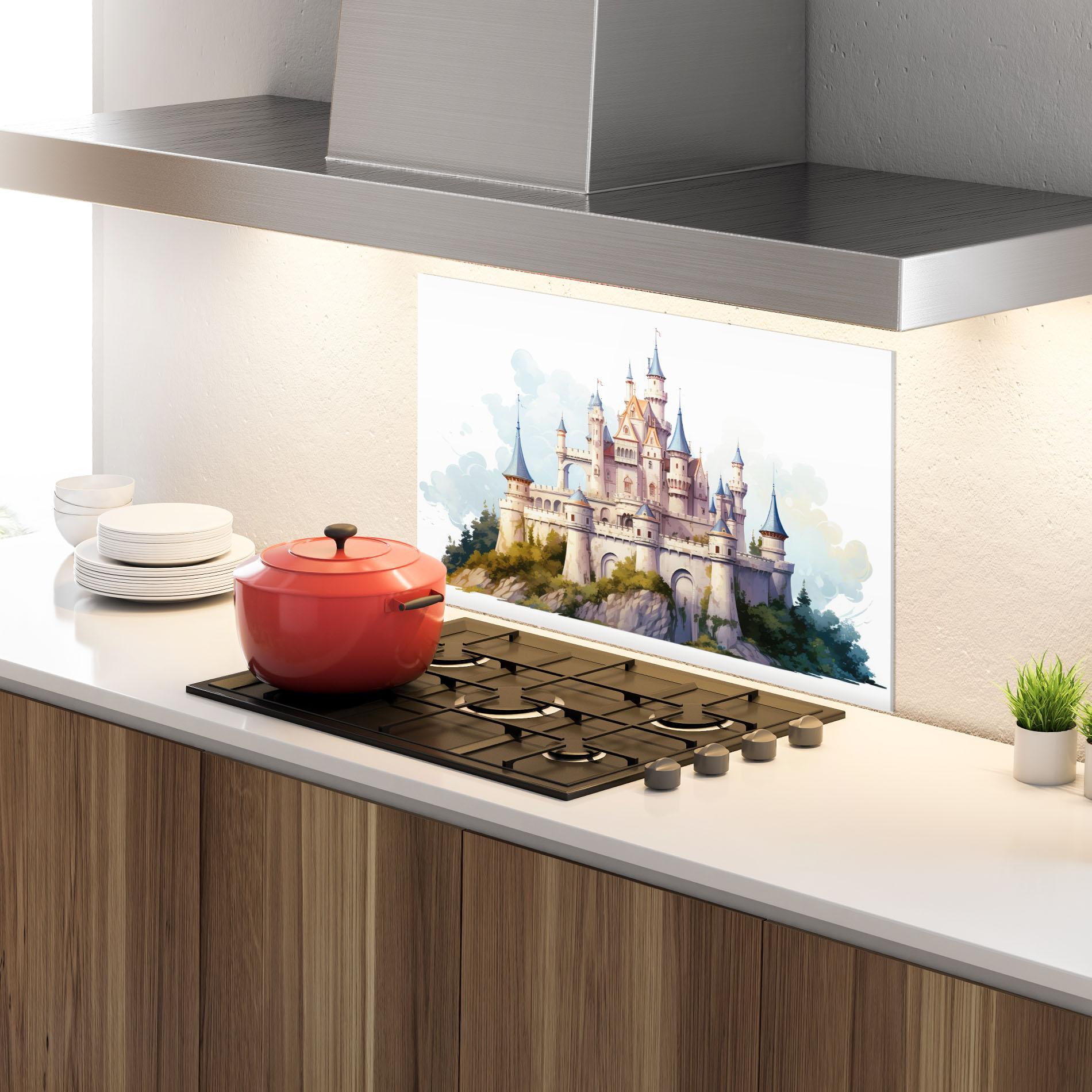 Panou Sticla Bucatarie Illustration Castle mockup 4