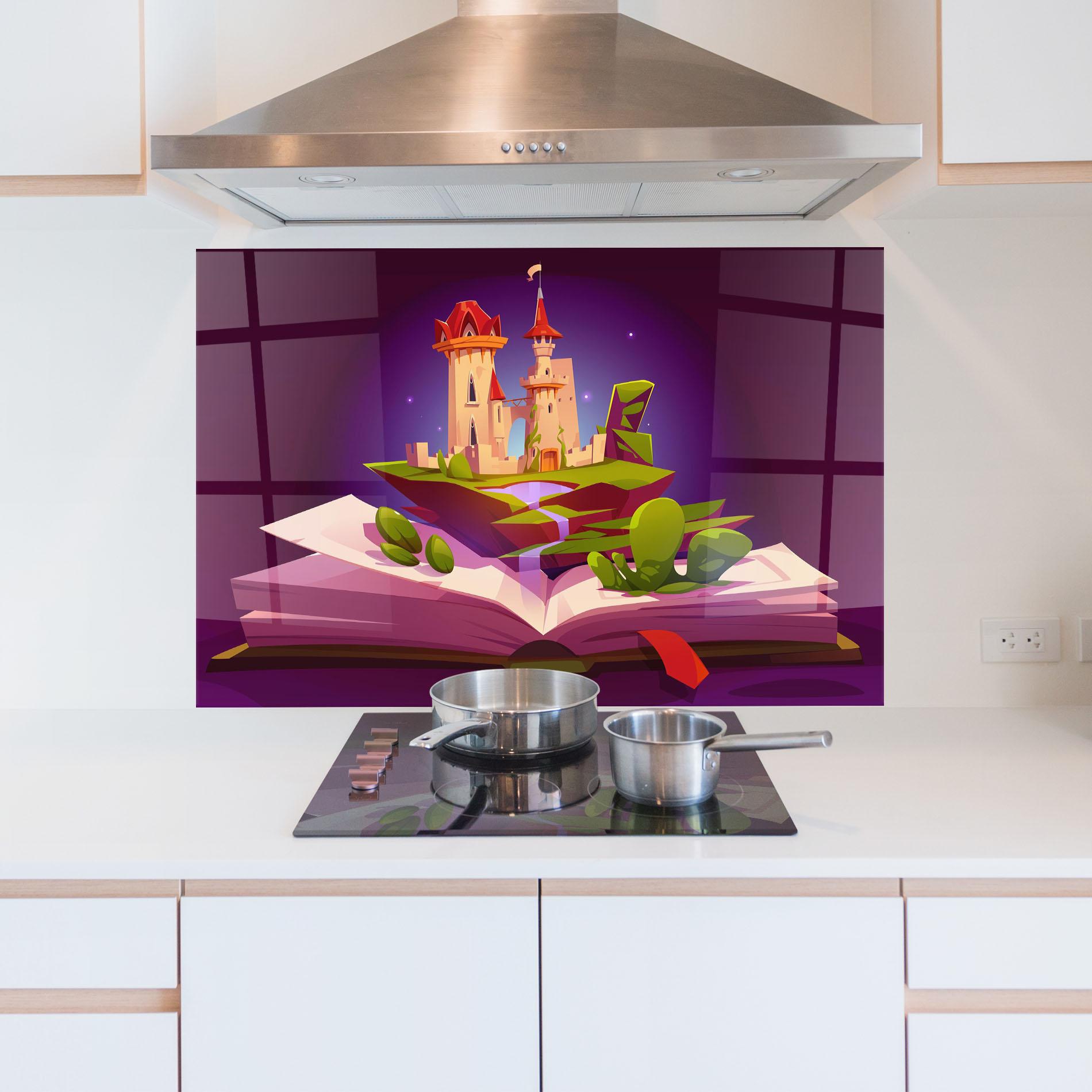 Panou Sticla Bucatarie Book Castle mockup 5