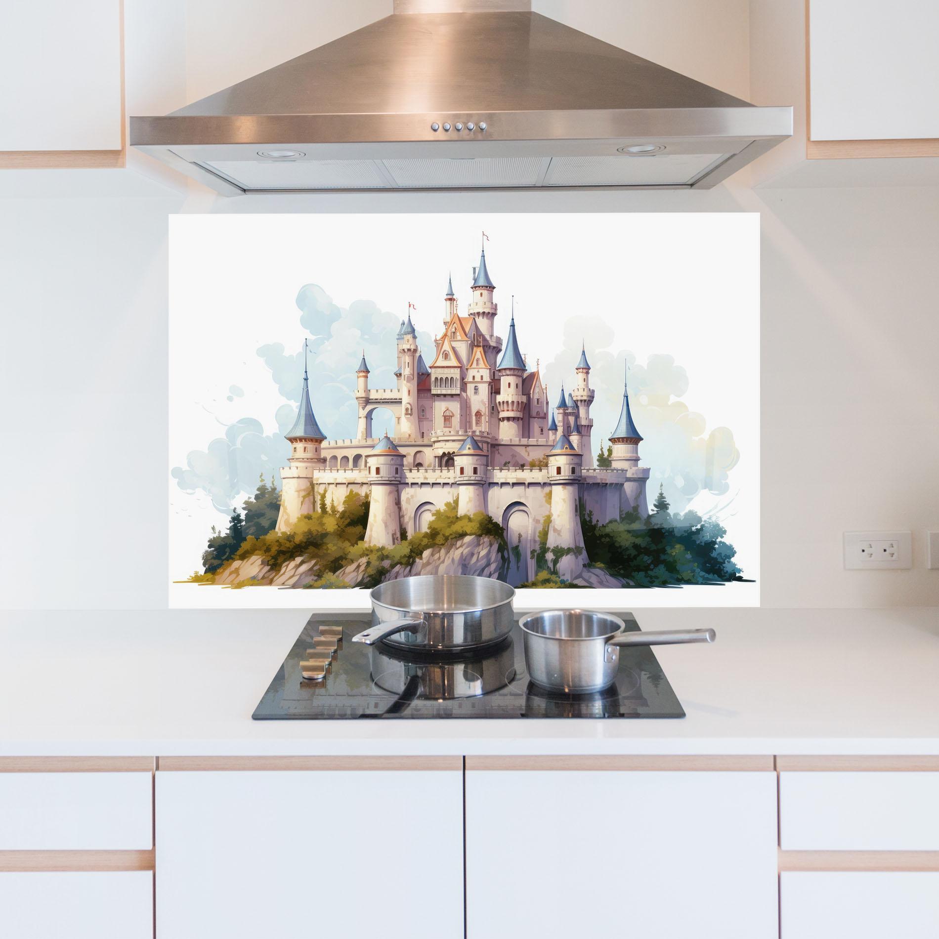 Panou Sticla Bucatarie Illustration Castle mockup 5