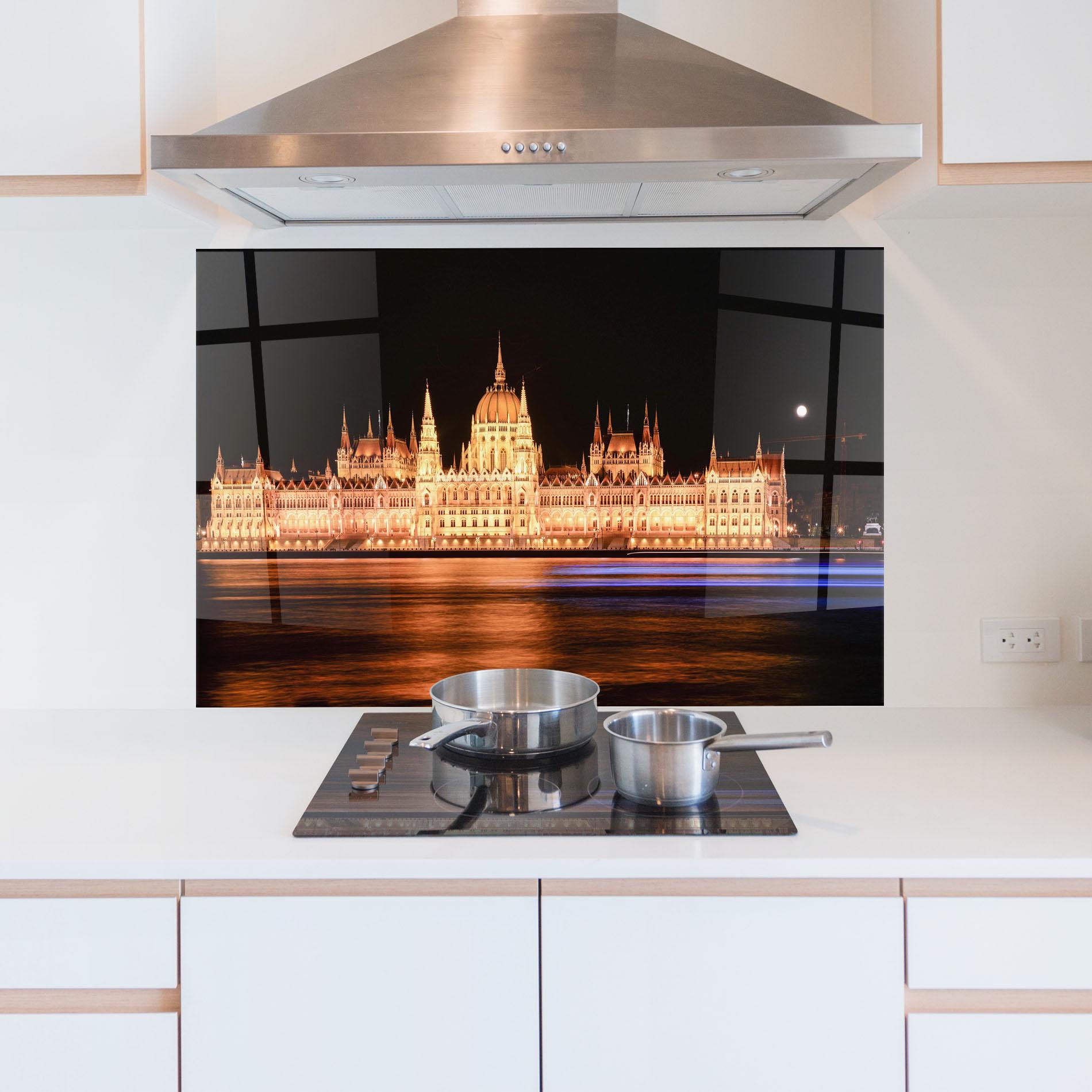 Panou Sticla Bucatarie Night Reflection mockup 5