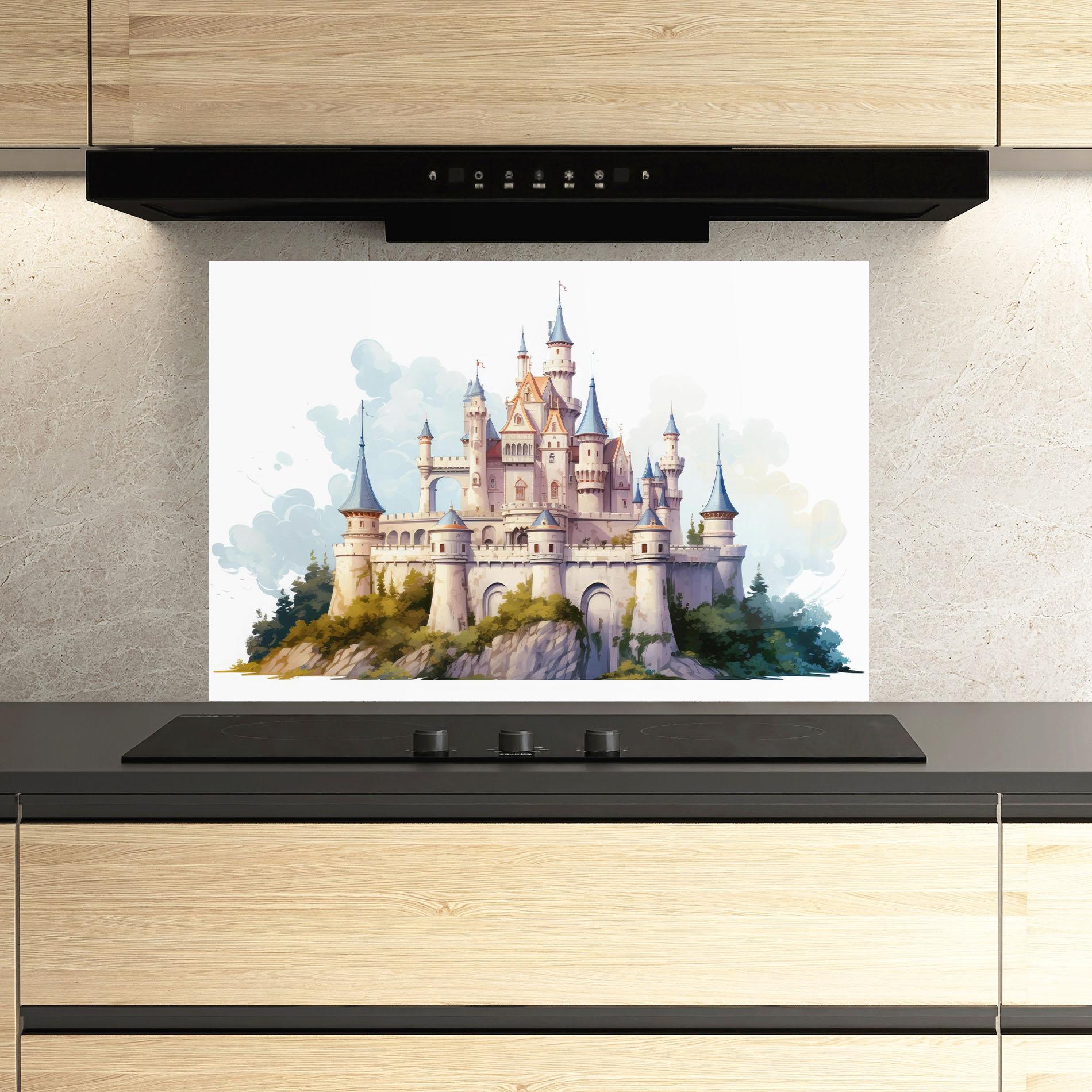 Panou Sticla Bucatarie Illustration Castle mockup 3