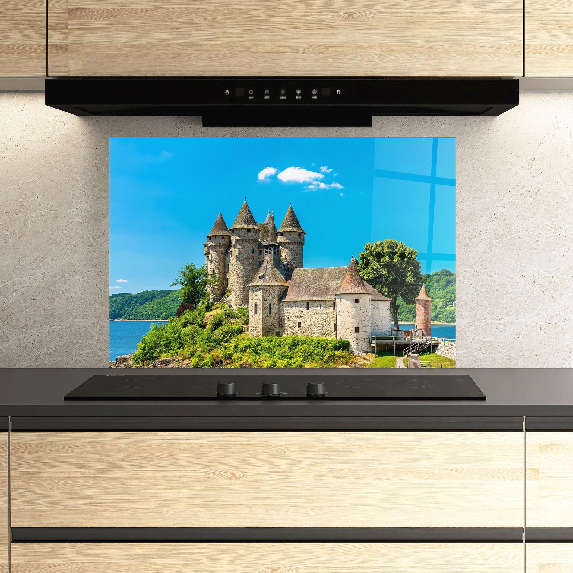 Panou Sticla Bucatarie Medieval Castle France mockup 3