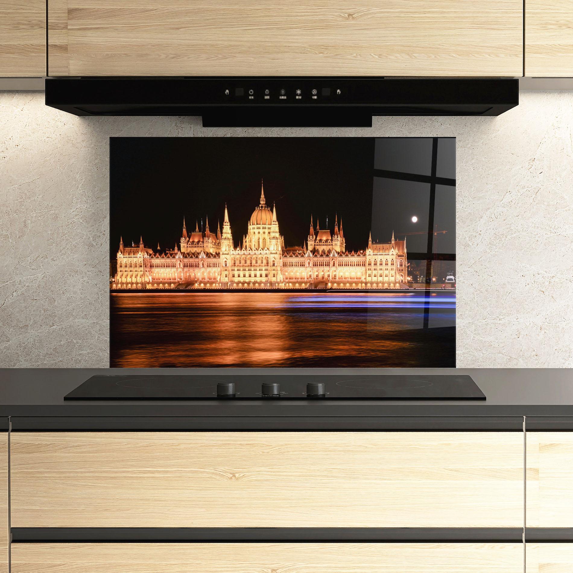 Panou Sticla Bucatarie Night Reflection mockup 3