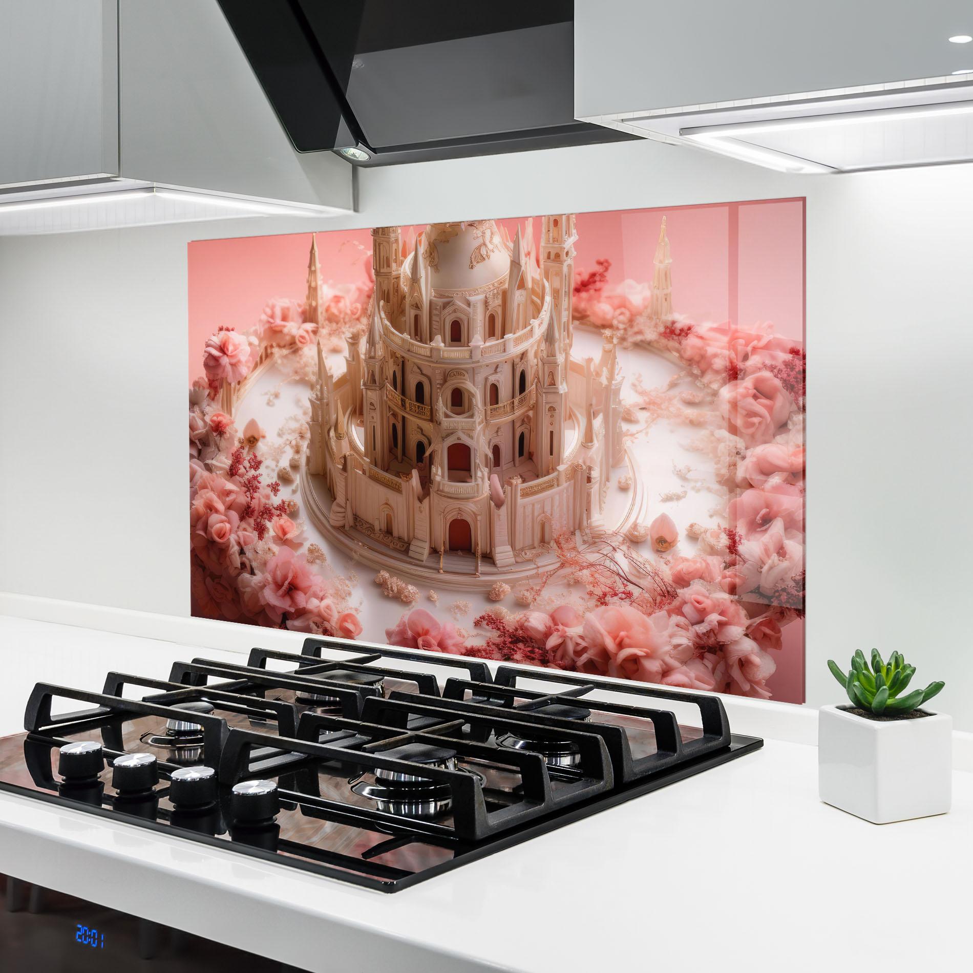 Panou Sticla Bucatarie Cream Castle Flower mockup 6