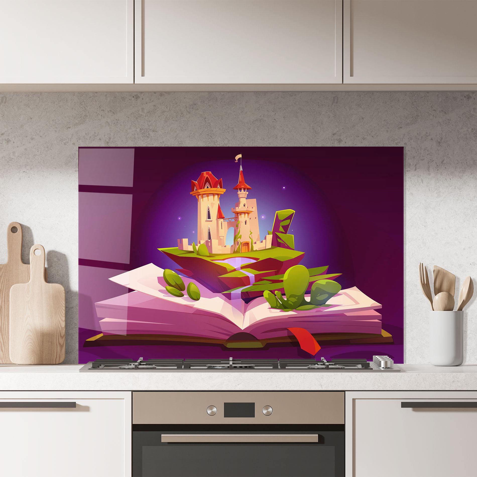 Panou Sticla Bucatarie Book Castle mockup 7
