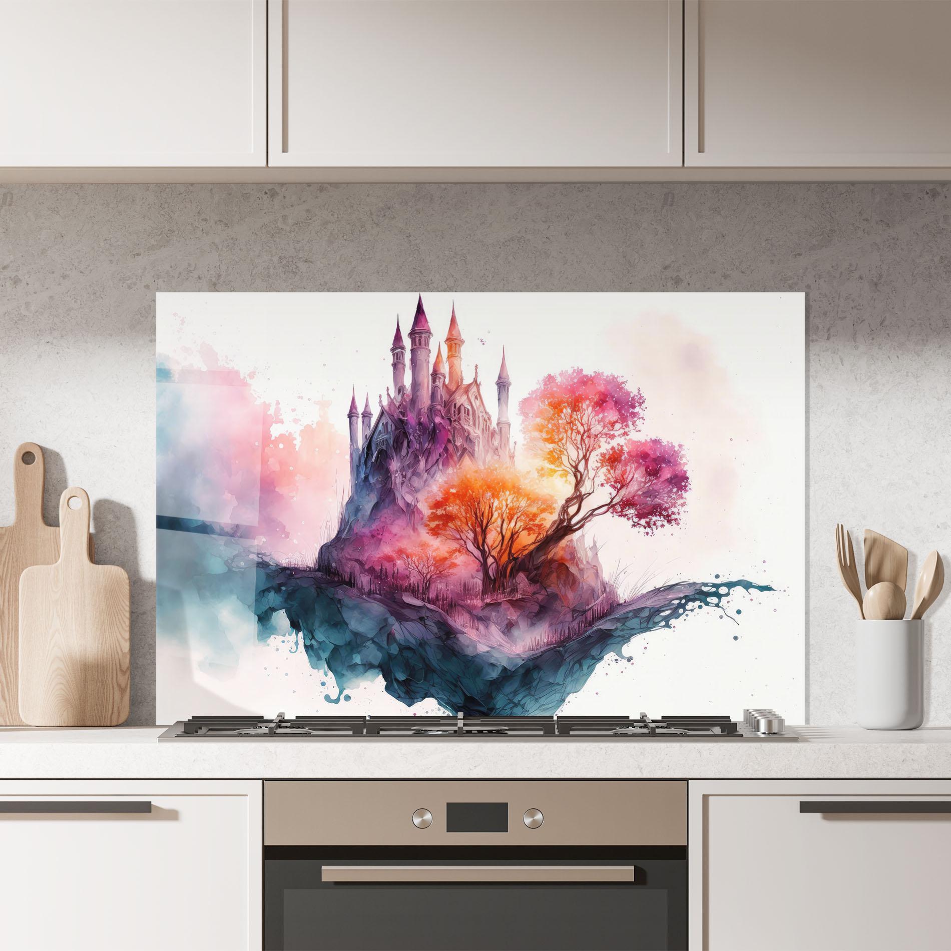 Panou Sticla Bucatarie Colorful Castle mockup 7