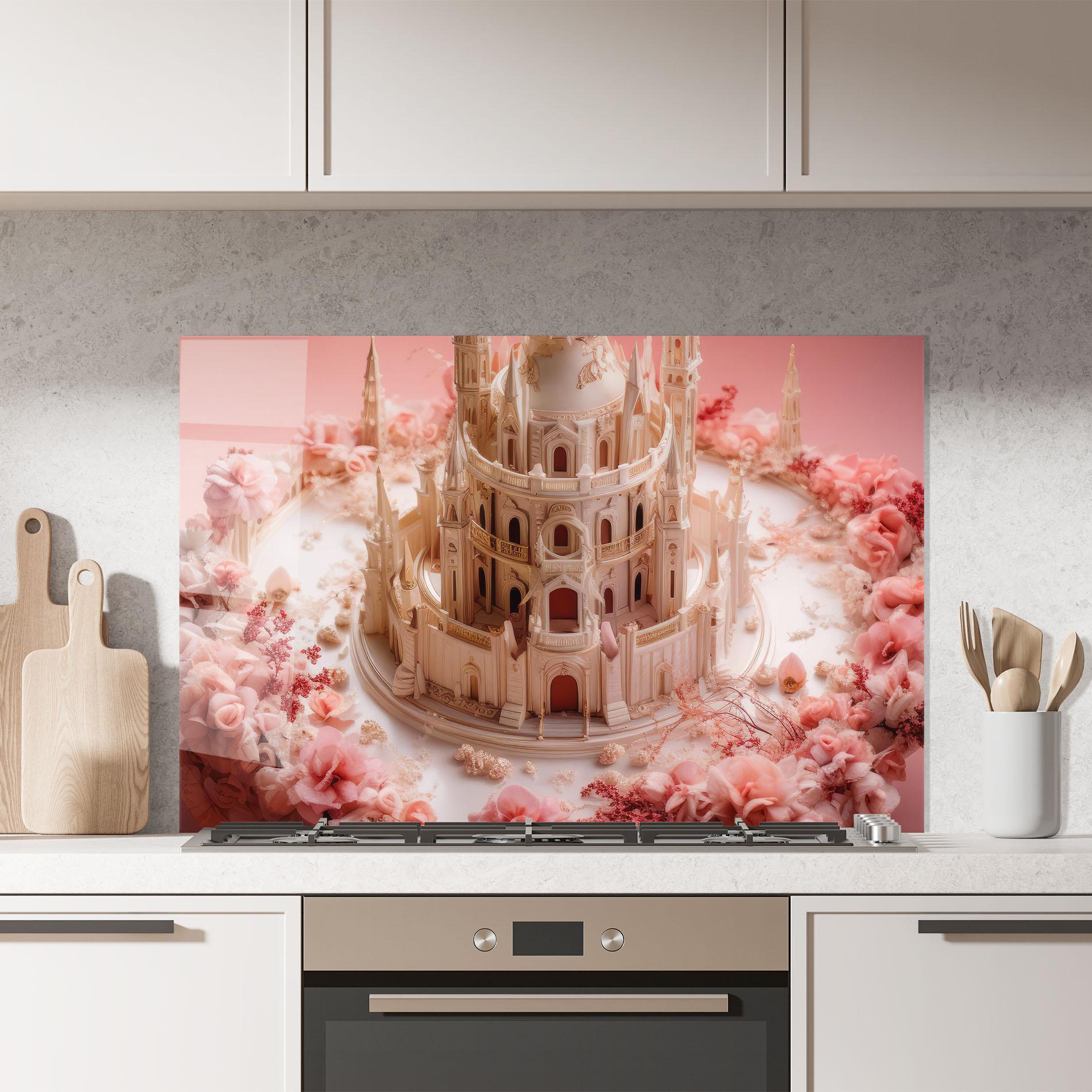 Panou Sticla Bucatarie Cream Castle Flower mockup 7