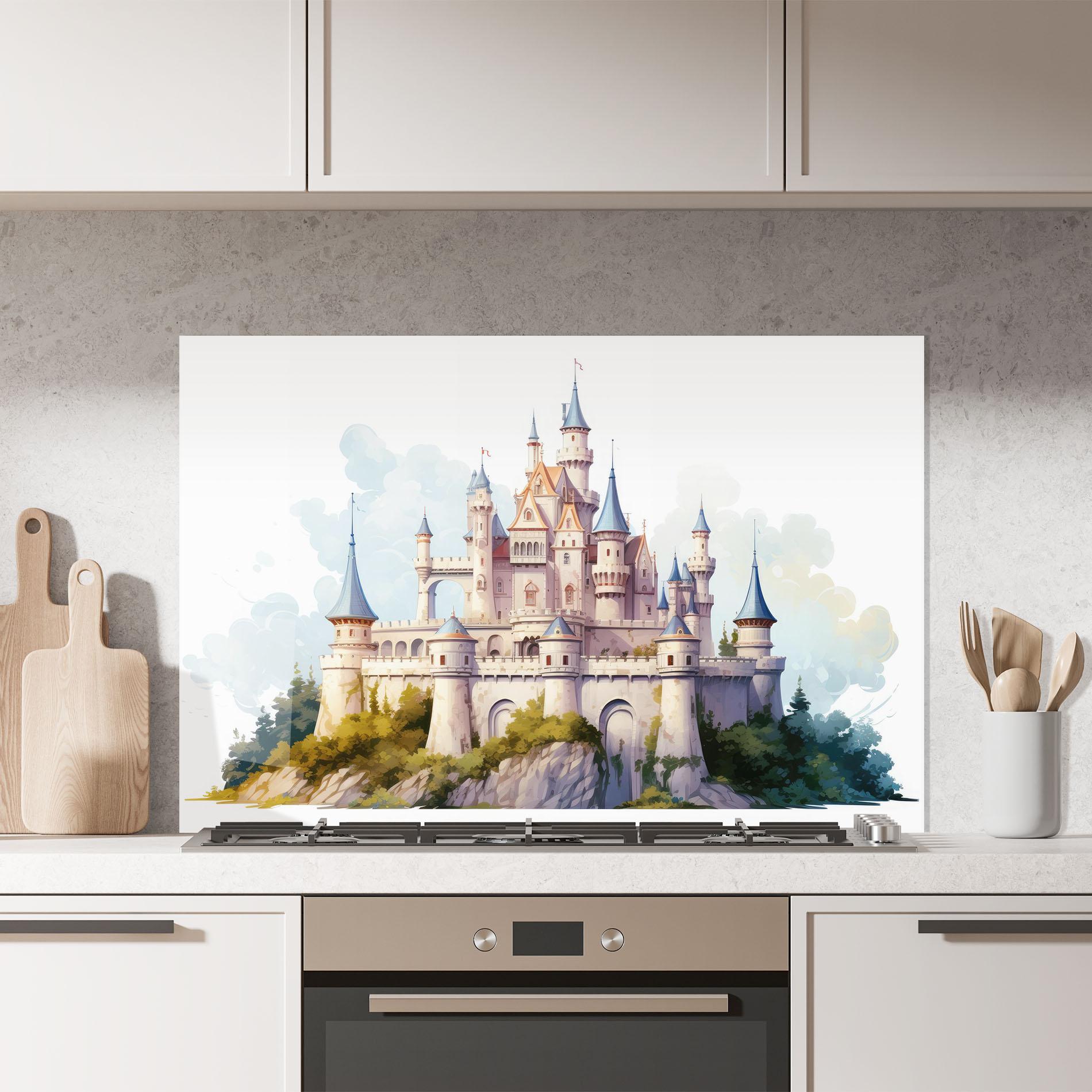 Panou Sticla Bucatarie Illustration Castle mockup 7