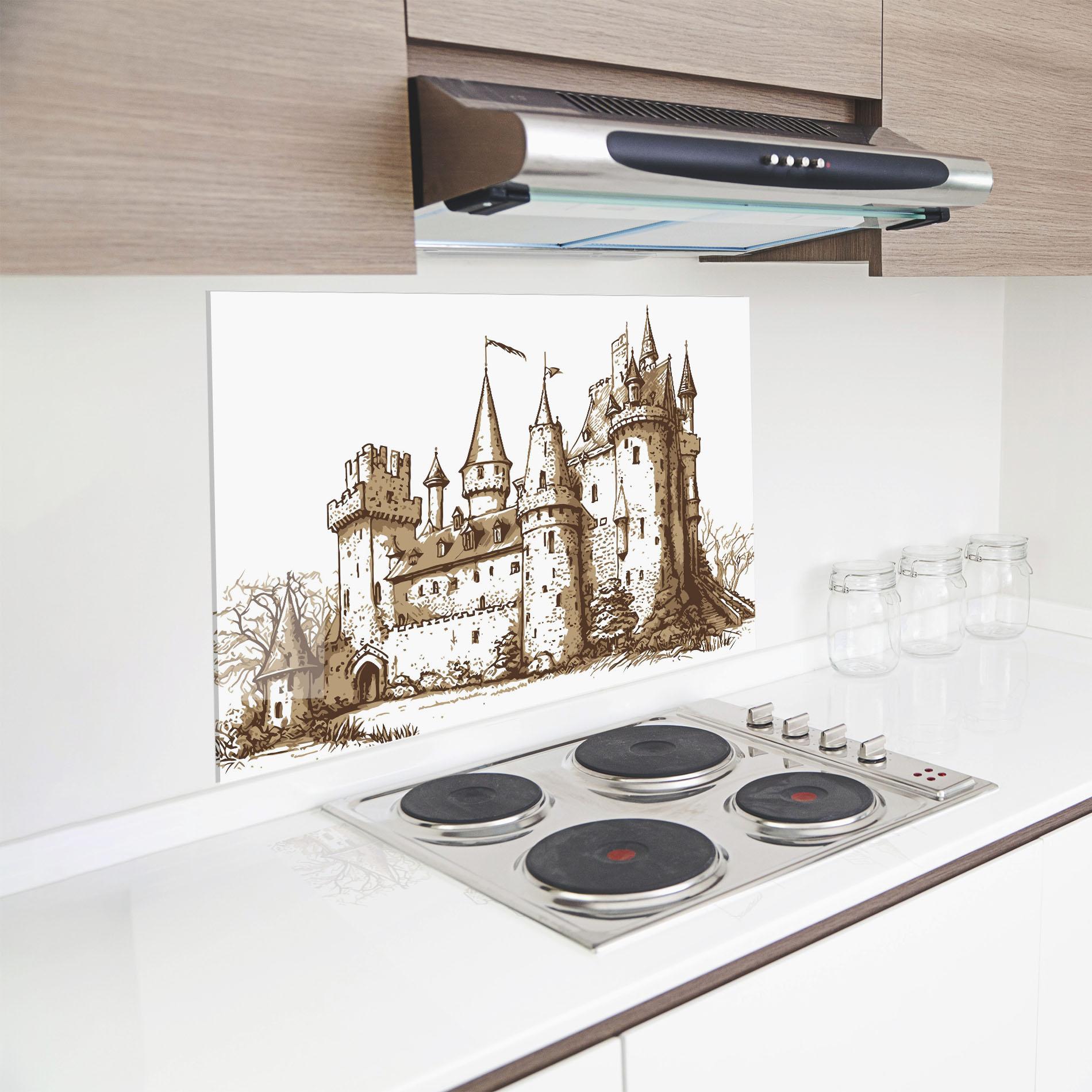 Panou Sticla Bucatarie Brown Line Castle mockup 8