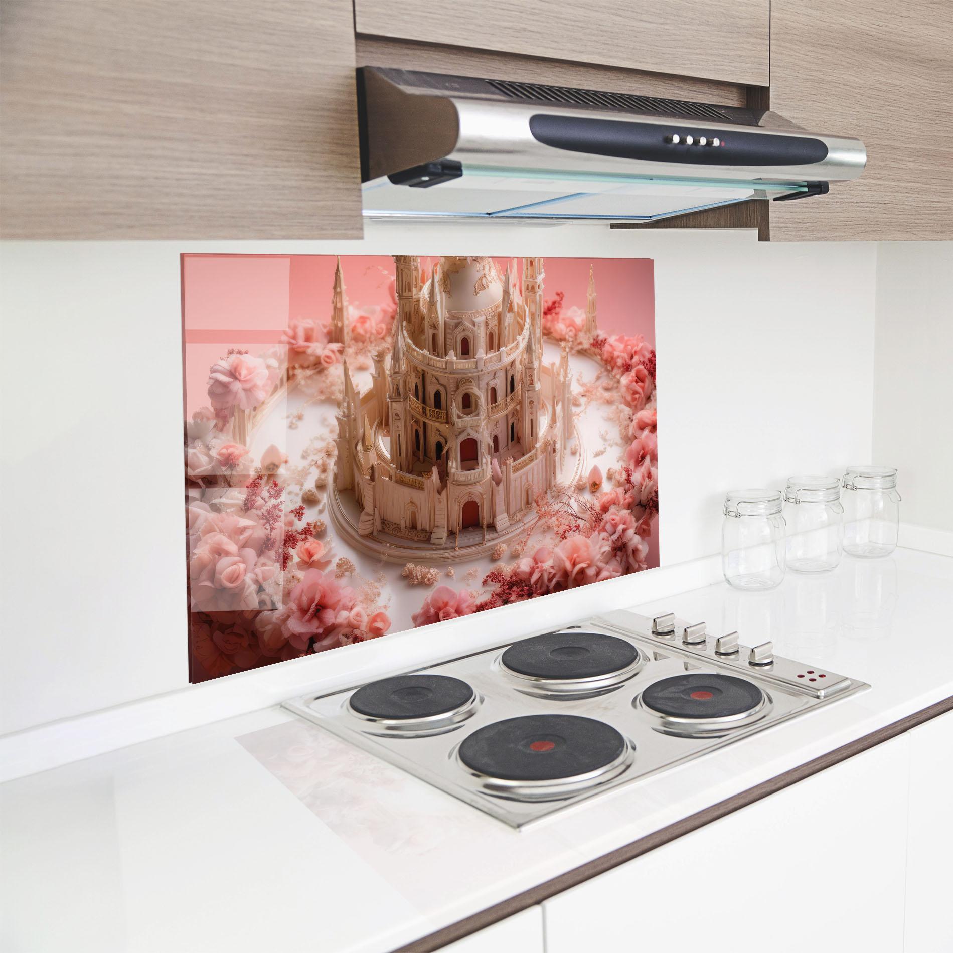 Panou Sticla Bucatarie Cream Castle Flower mockup 8