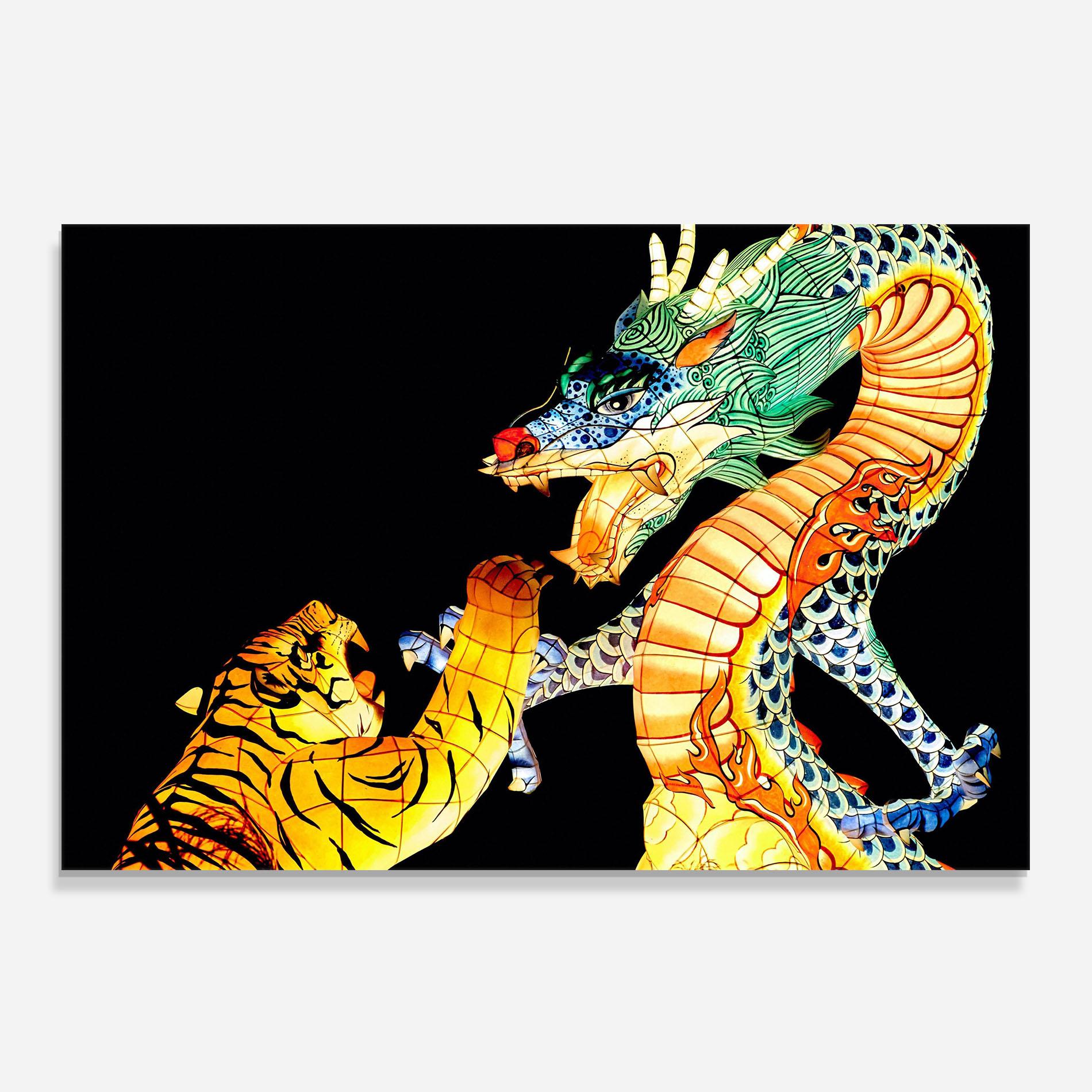 Panou Sticla Bucatarie Chinese Dragon And Tiger mockup 0