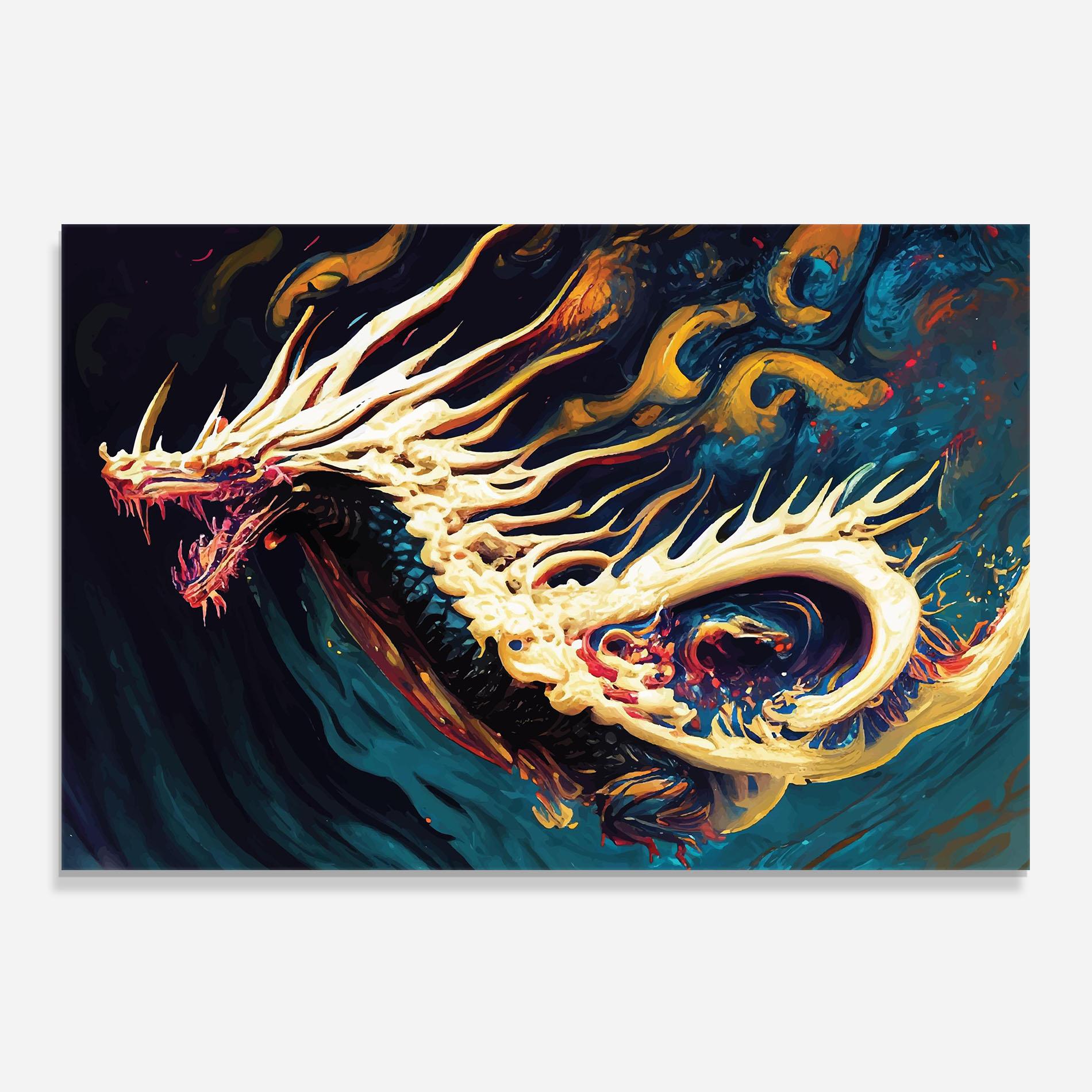 Panou Sticla Bucatarie Flying Acrylic Dragon mockup 0