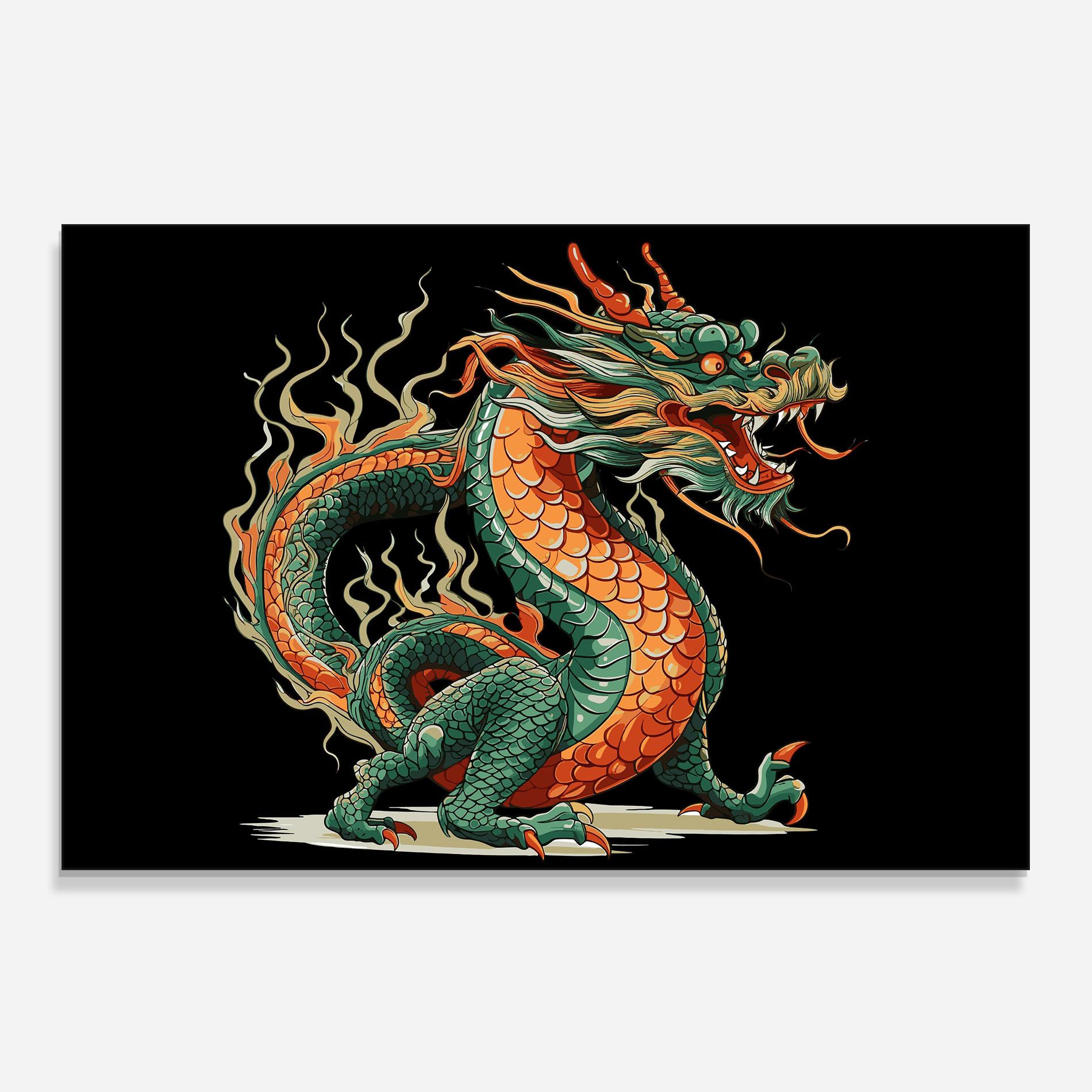 Orange Green Dragon mockup 0