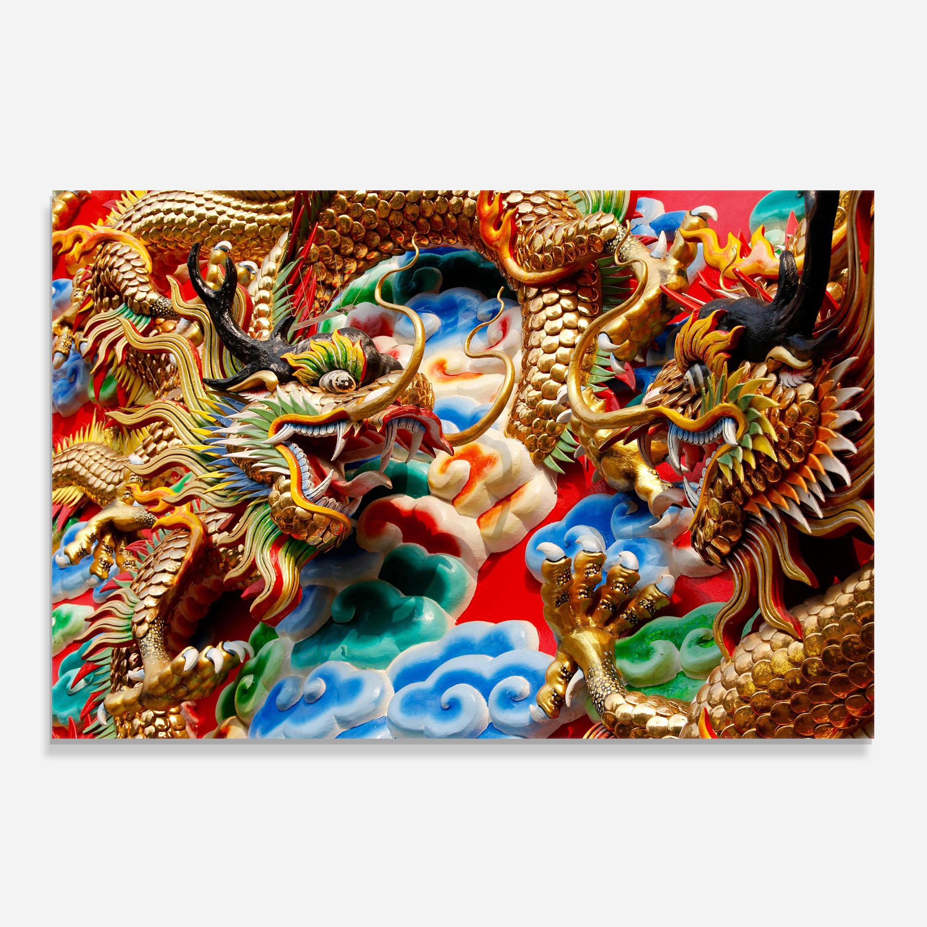 Panou Sticla Bucatarie Red Golden Dragon mockup 0