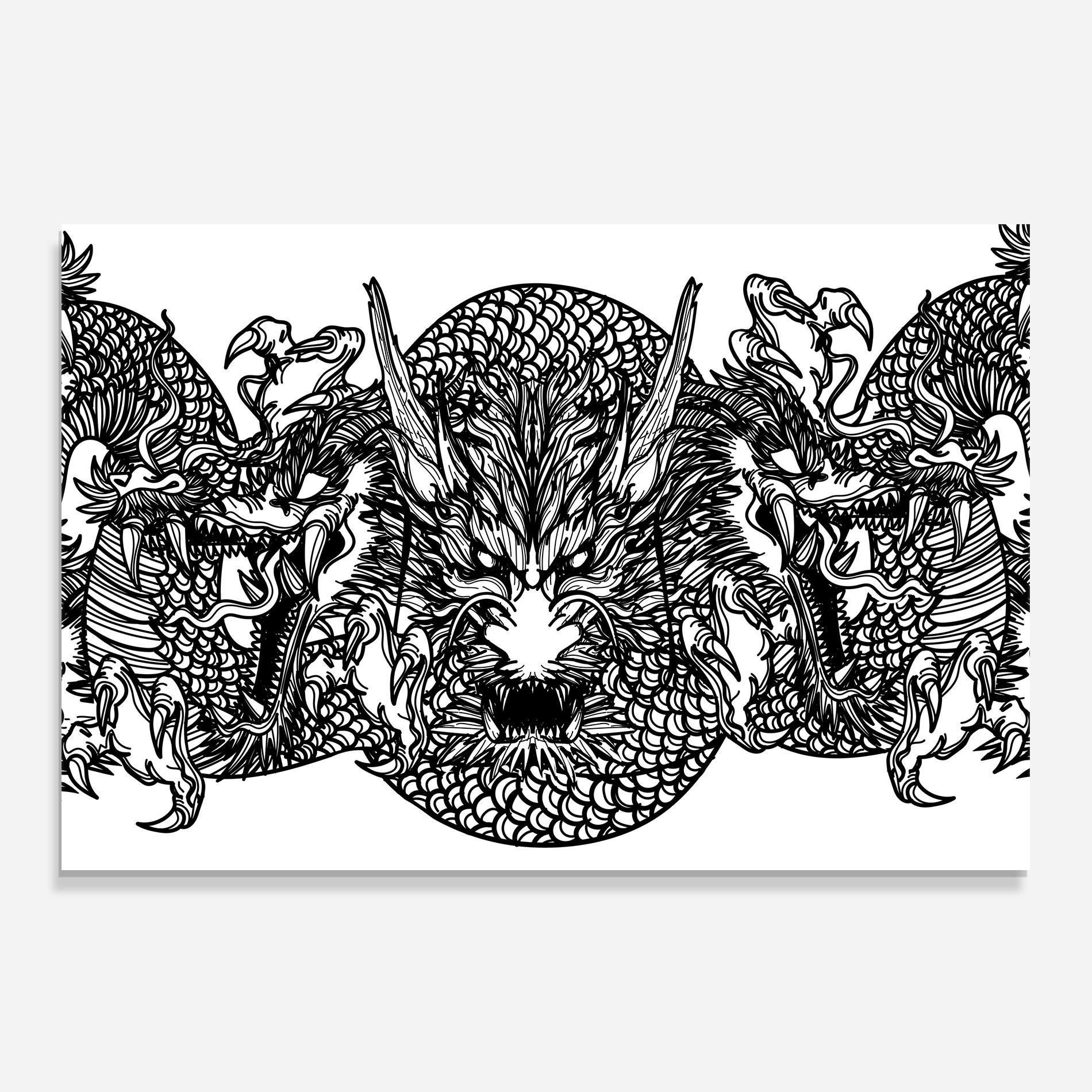 Panou Sticla Bucatarie Three Heads Dragon mockup 0