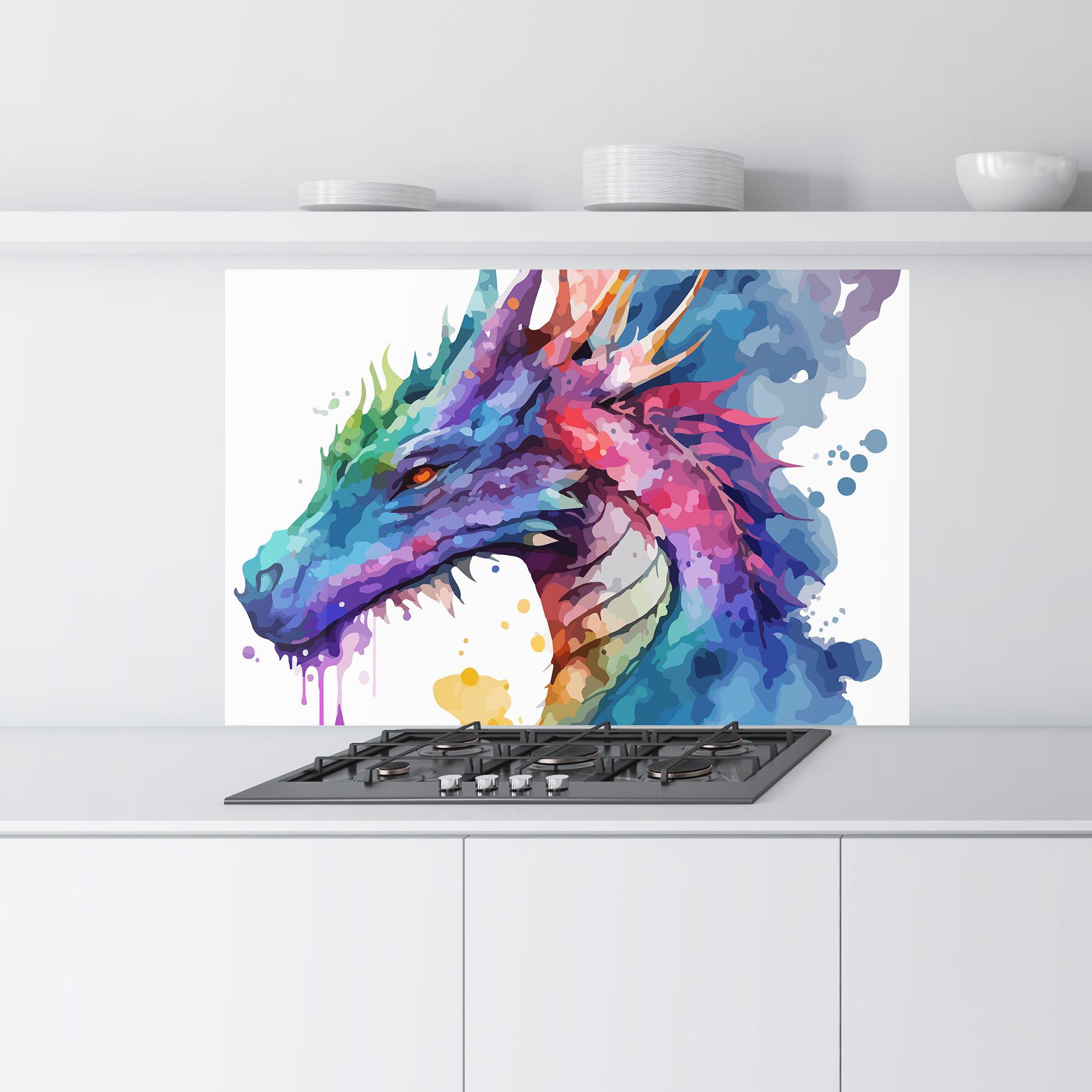 Panou Sticla Bucatarie Colourful Dragon mockup 9