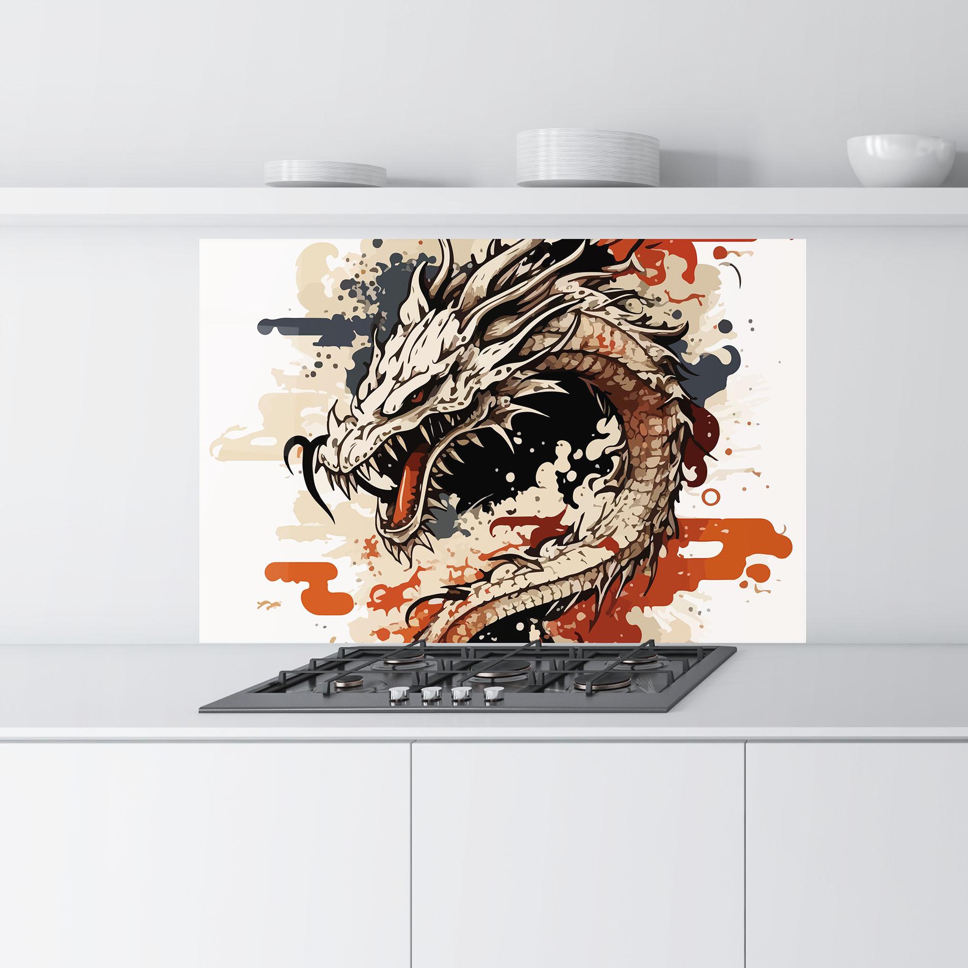 Panou Sticla Bucatarie Cream Dragon Art mockup 9