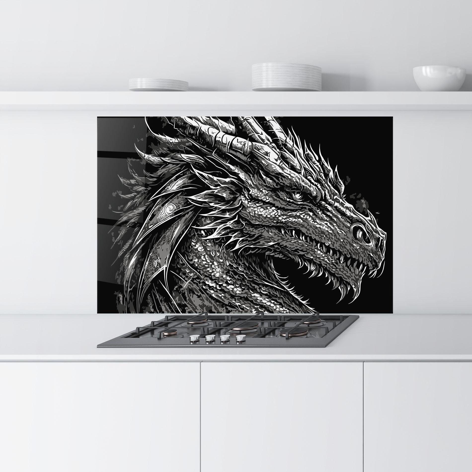 Panou Sticla Bucatarie Grey White Dragon mockup 9