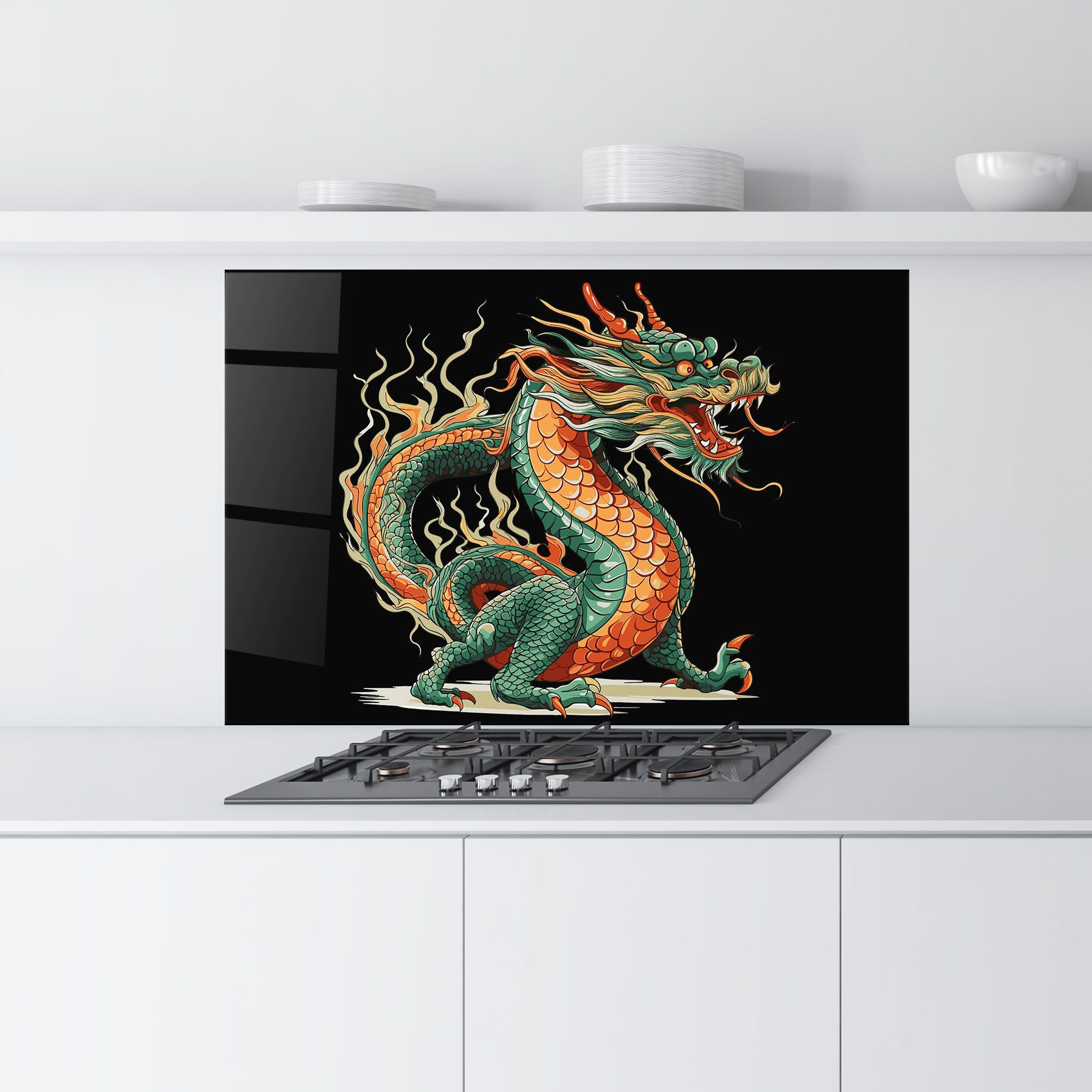 Orange Green Dragon mockup 9