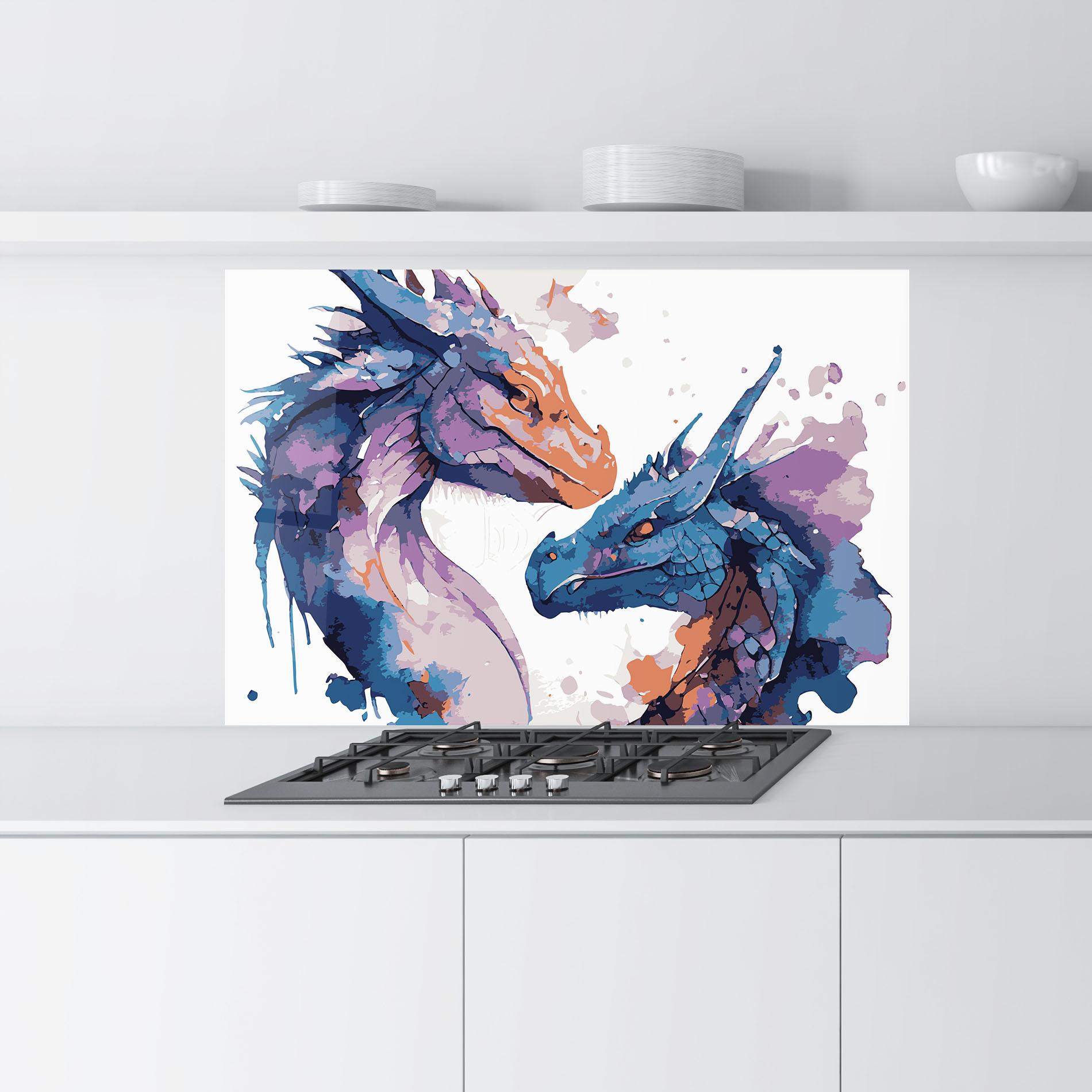 Panou Sticla Bucatarie Purple Cute Dragon mockup 9