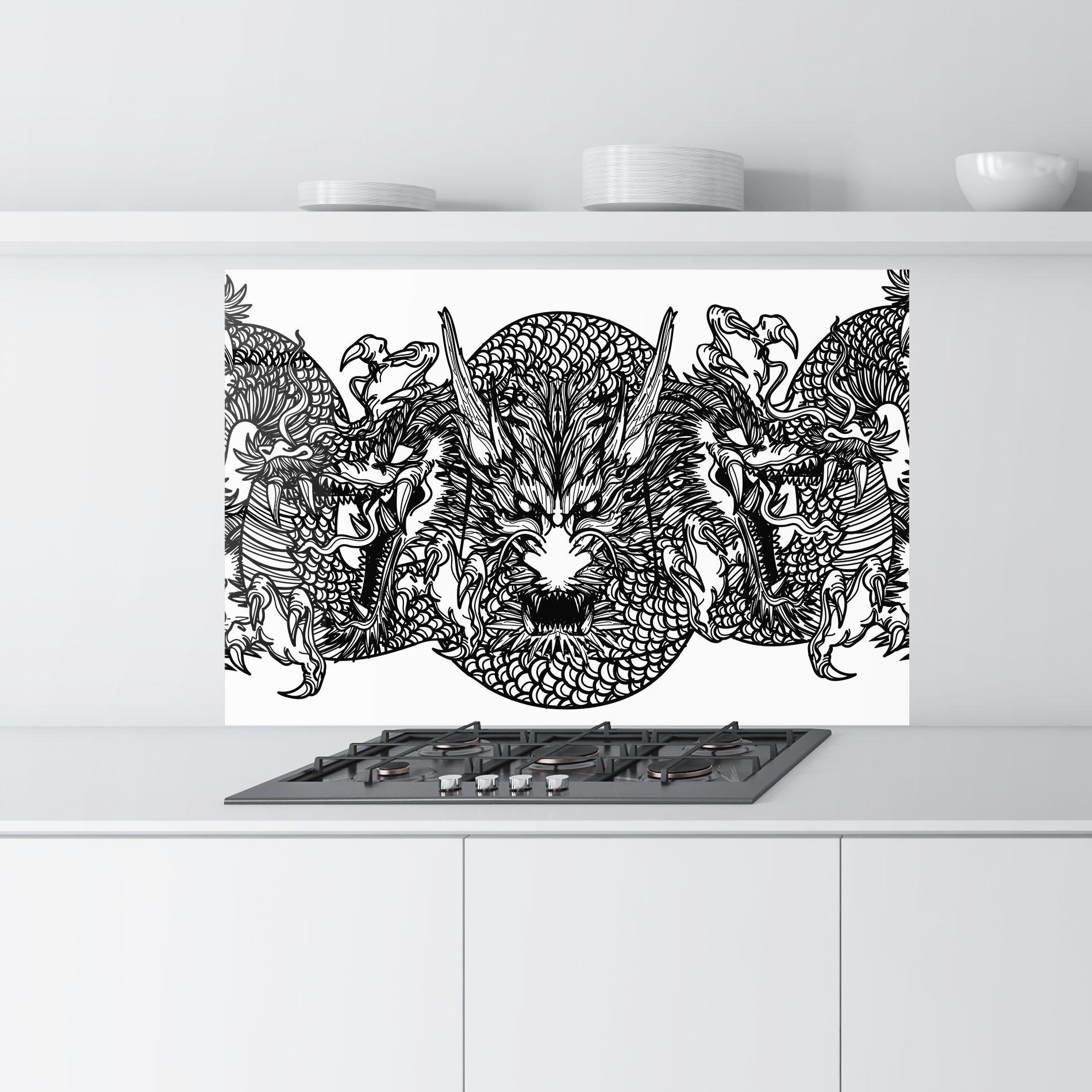 Panou Sticla Bucatarie Three Heads Dragon mockup 9