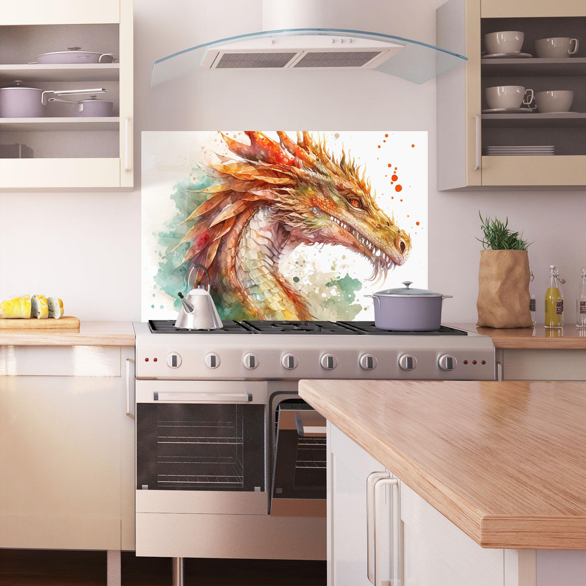Panou Sticla Bucatarie Earth Dragon mockup 1