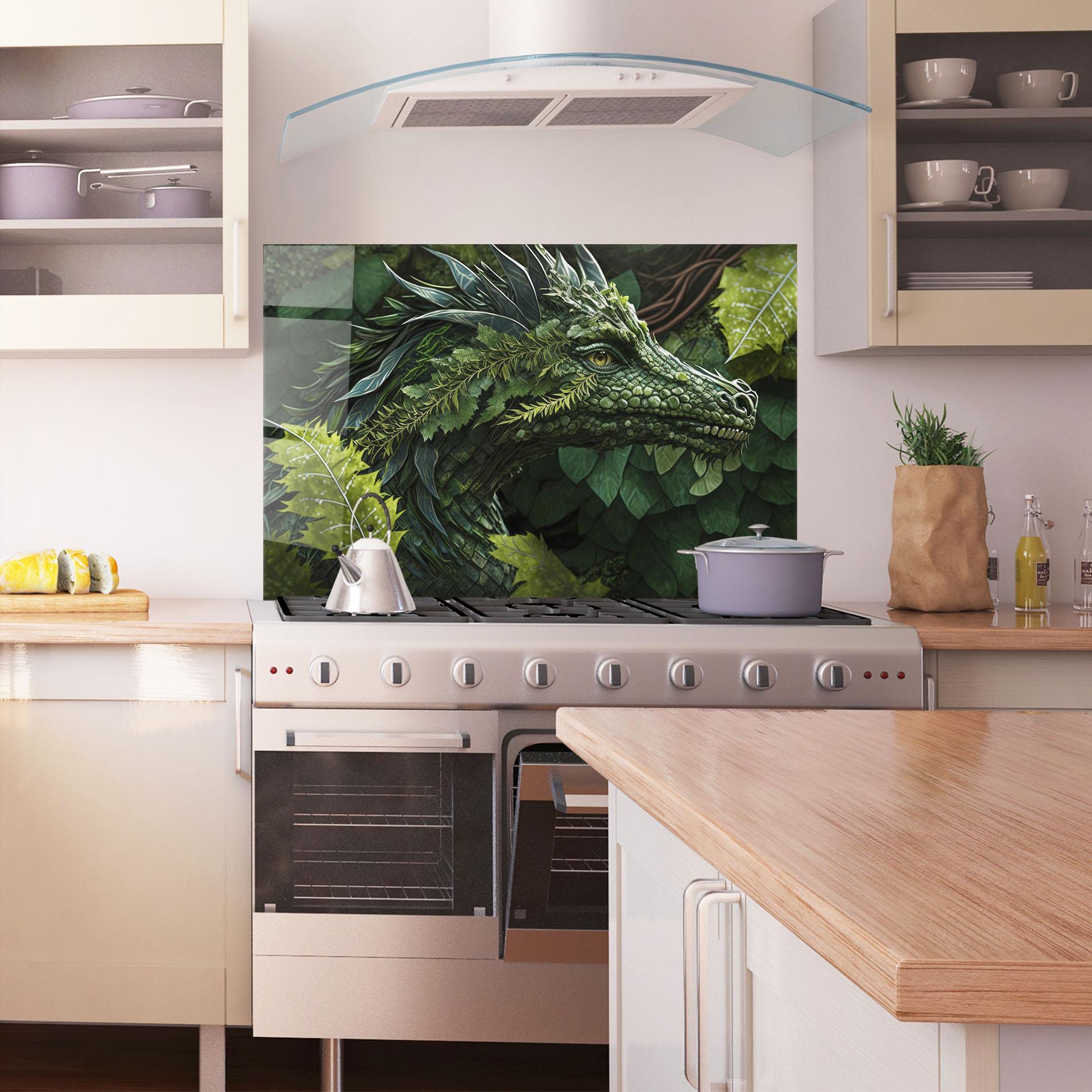 Panou Sticla Bucatarie Forest Dragon mockup 1