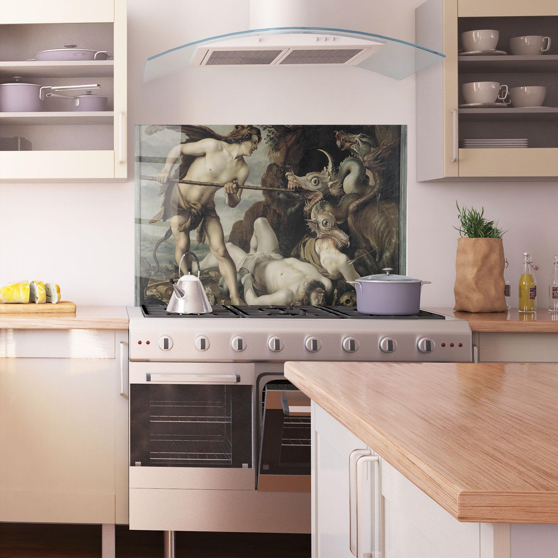 Panou Sticla Bucatarie Hunting Dragons mockup 1