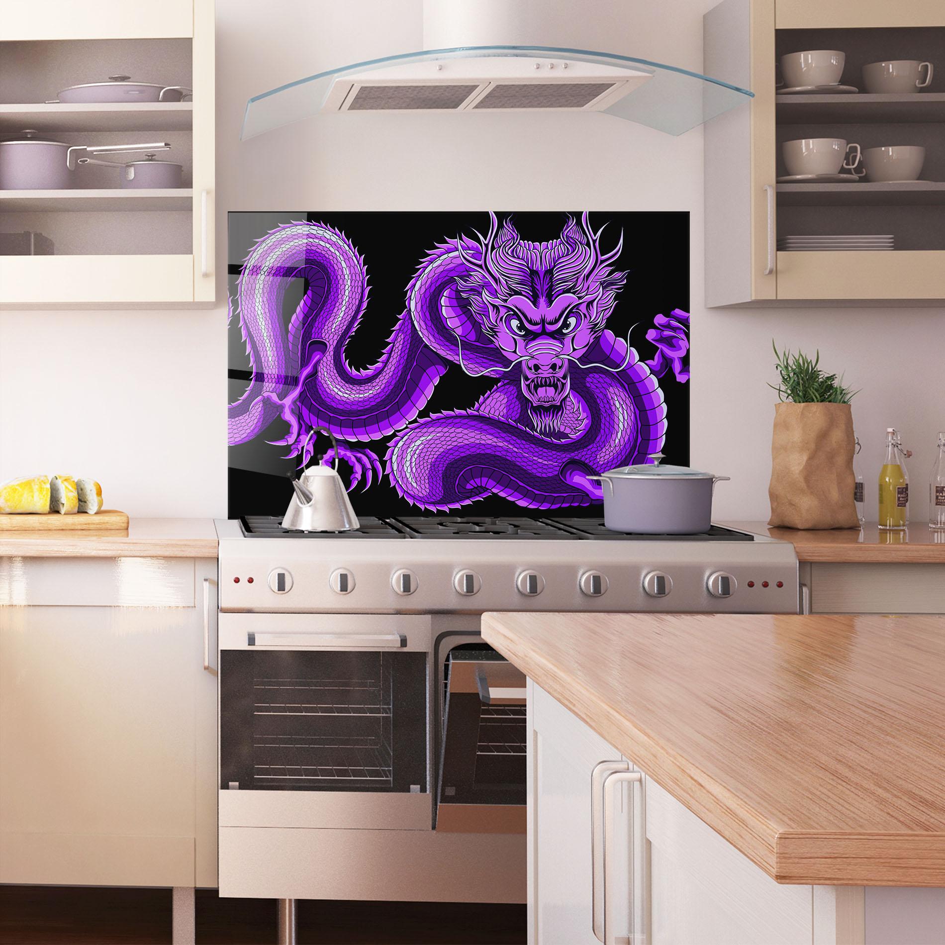 Panou Sticla Bucatarie Purple Dragon mockup 1