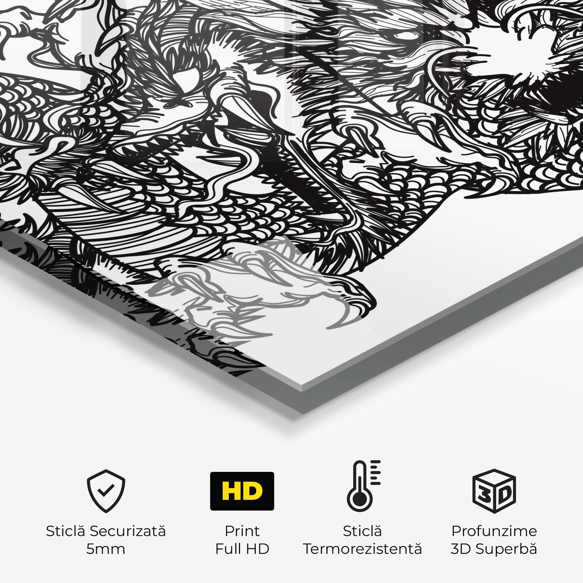 Panou Sticla Bucatarie Three Heads Dragon mockup 2