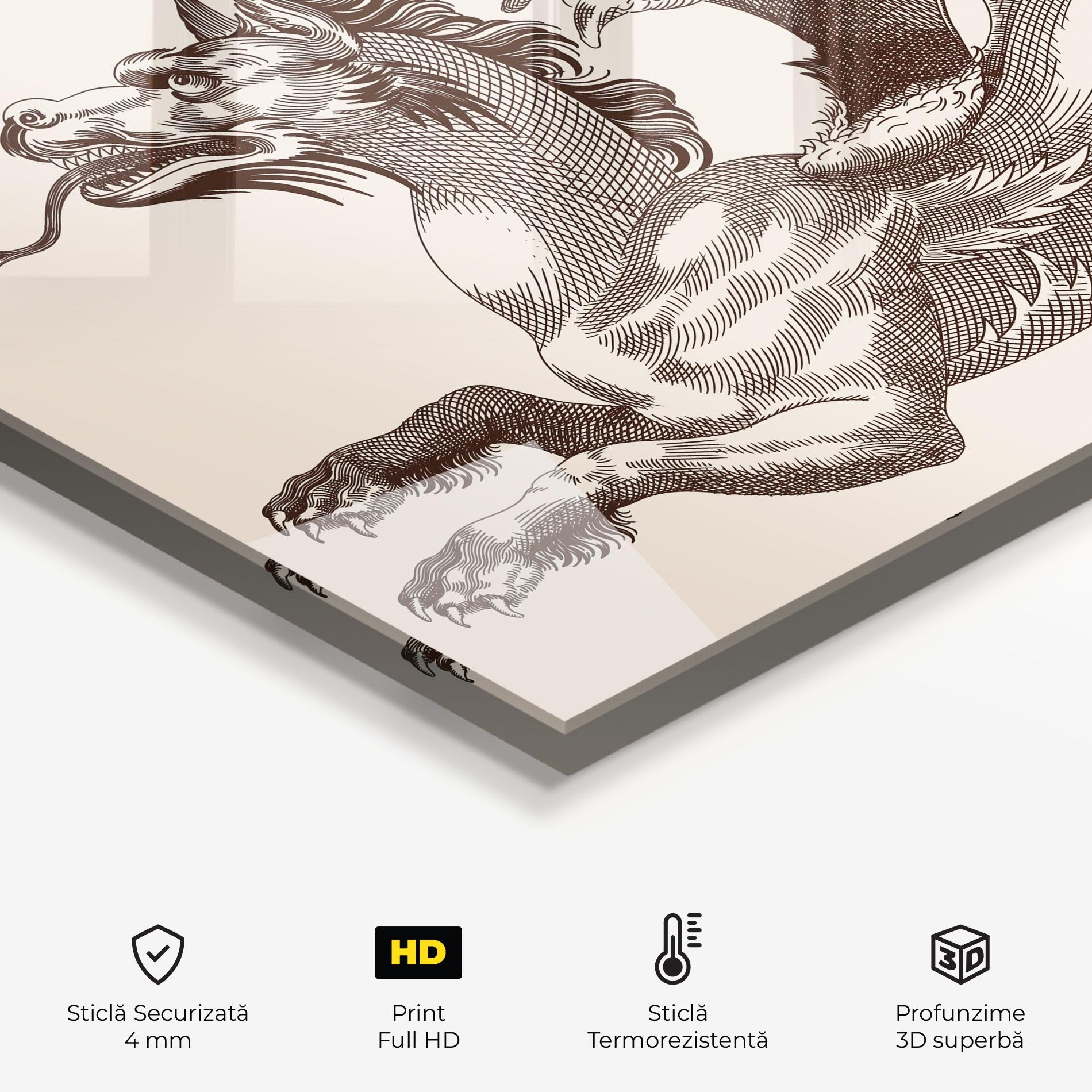 Panou Sticla Bucatarie Brown Dragon mockup 2