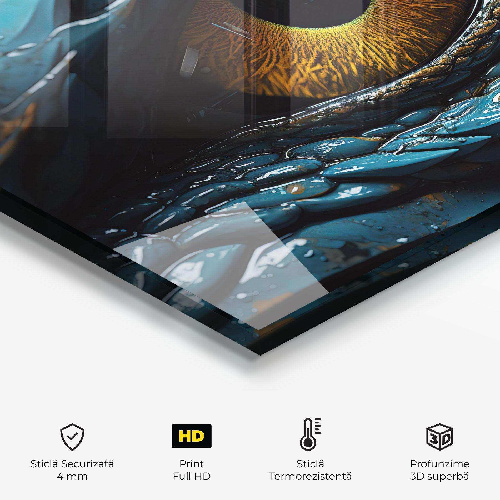 Panou Sticla Bucatarie Dragon Eye Close Up mockup 2