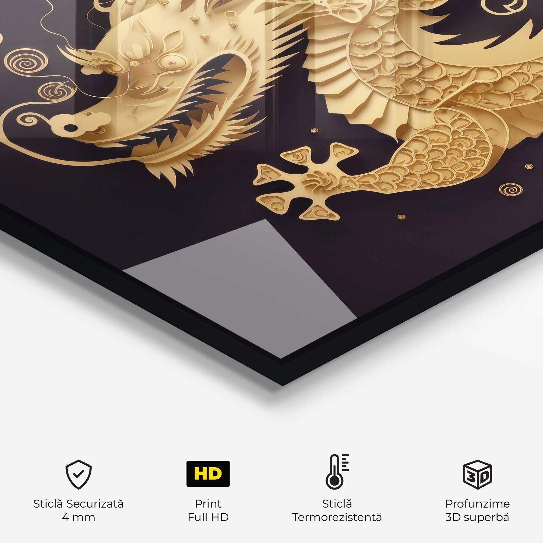Panou Sticla Bucatarie Dragon Zodiac Sign mockup 2