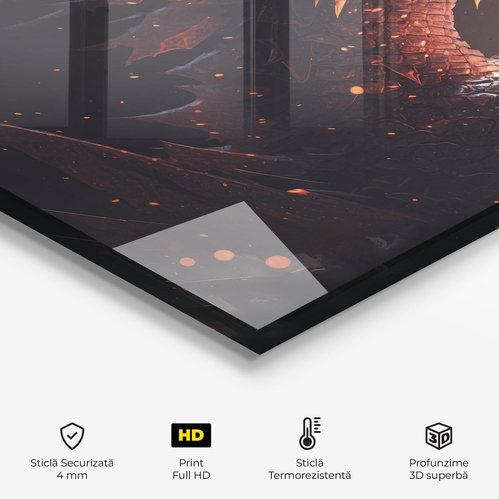 Panou Sticla Bucatarie Fire Explosion Dragon mockup 2