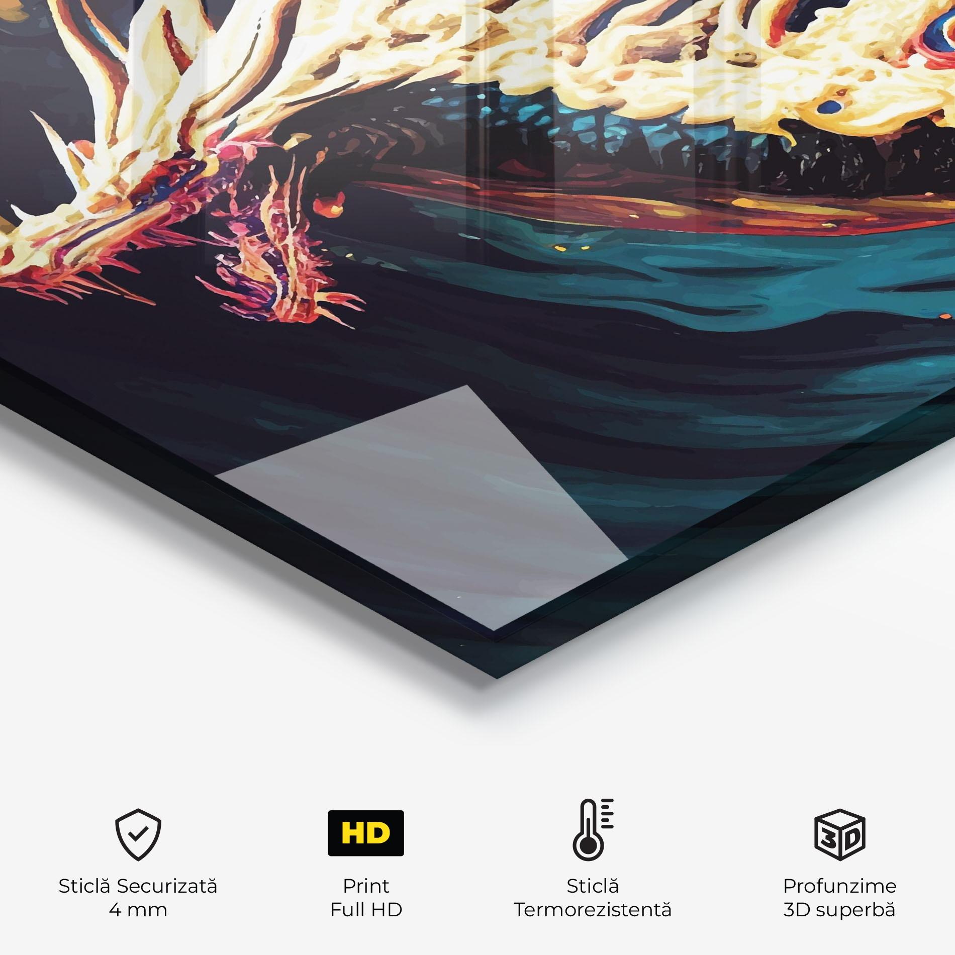 Panou Sticla Bucatarie Flying Acrylic Dragon mockup 2