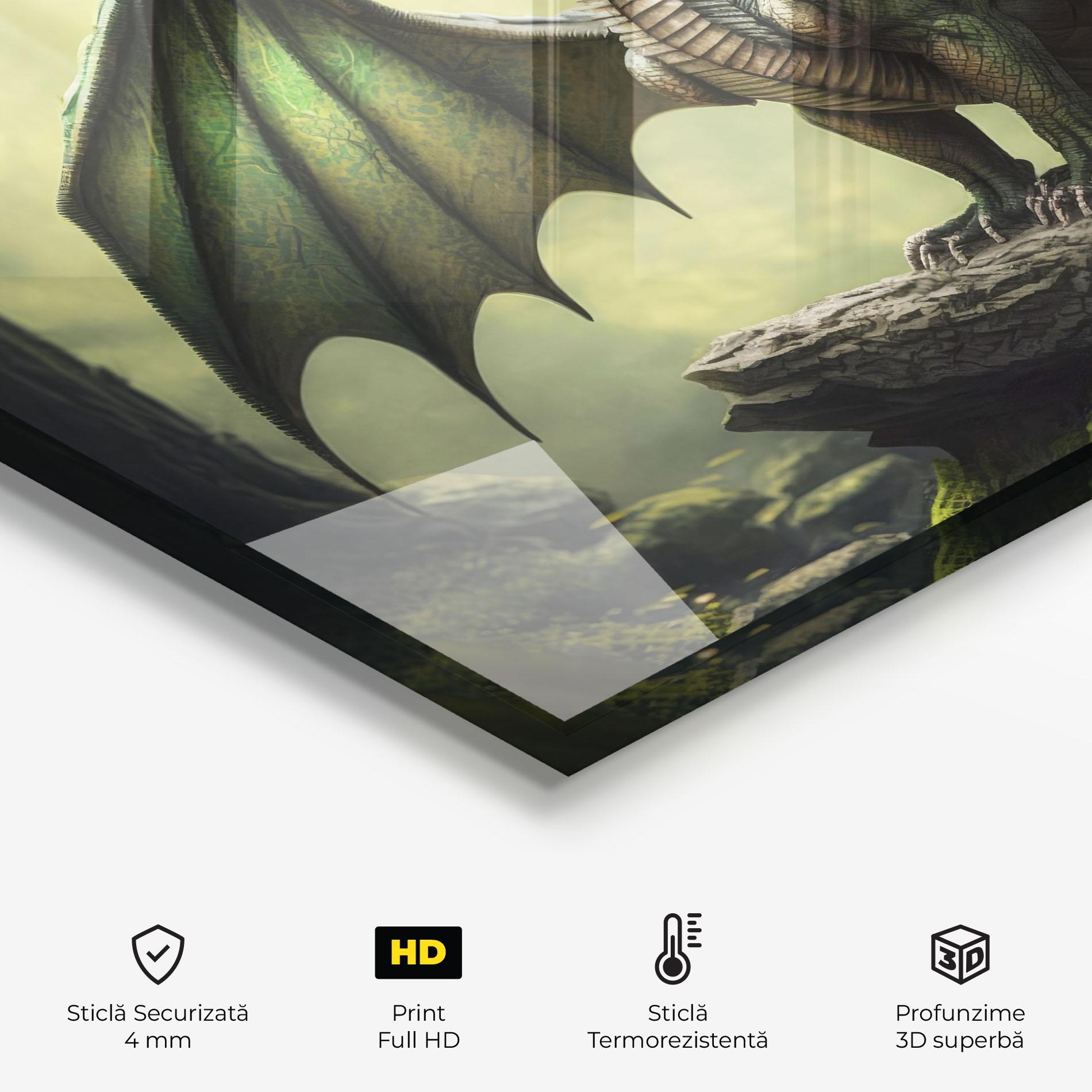 Panou Sticla Bucatarie Green Dragon mockup 2