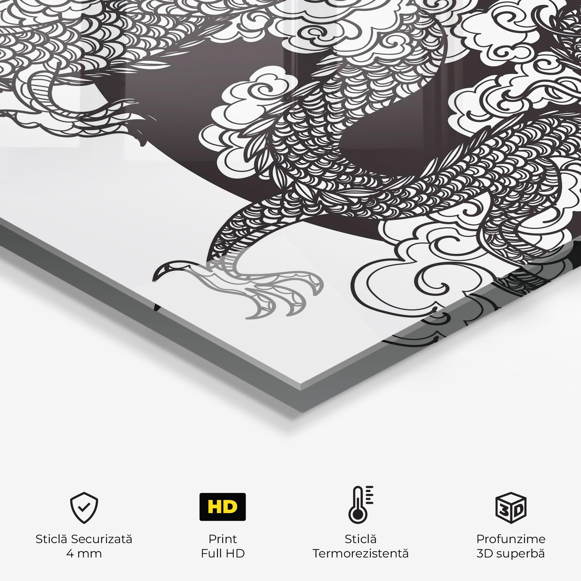 Panou Sticla Bucatarie Grey Moon Dragon mockup 2