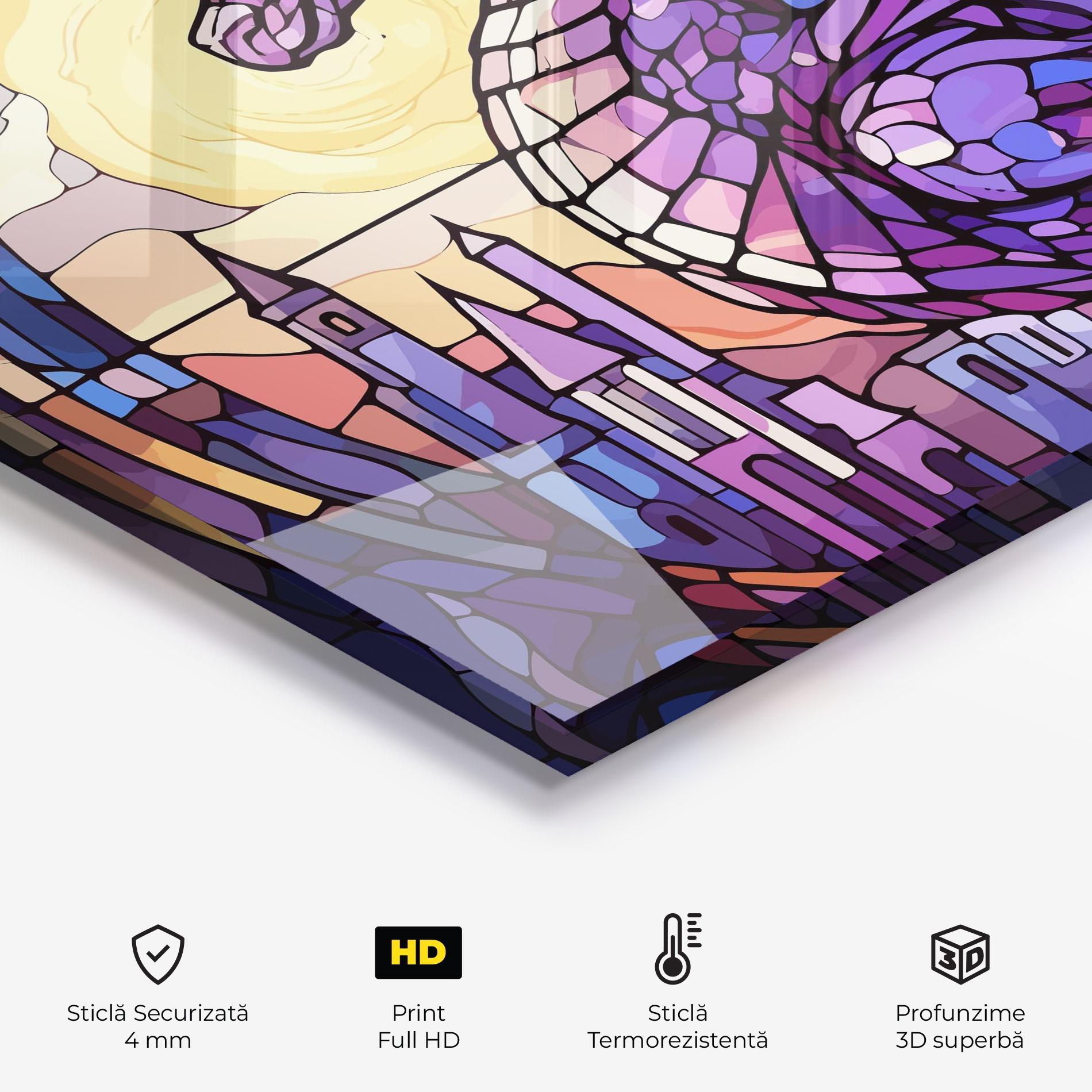 Panou Sticla Bucatarie Purple Pretty Dragon mockup 2