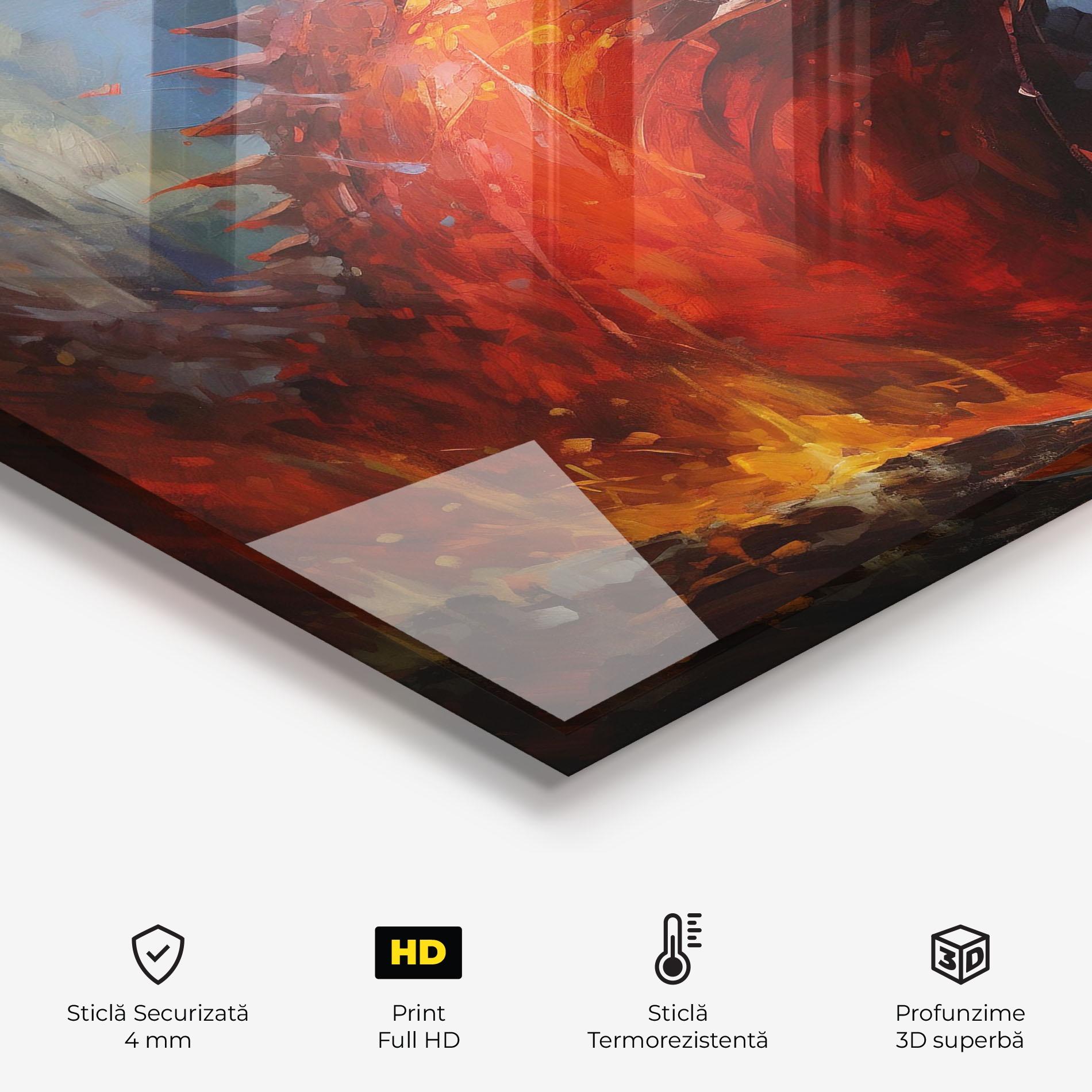 Panou Sticla Bucatarie Red Dragon Painting mockup 2