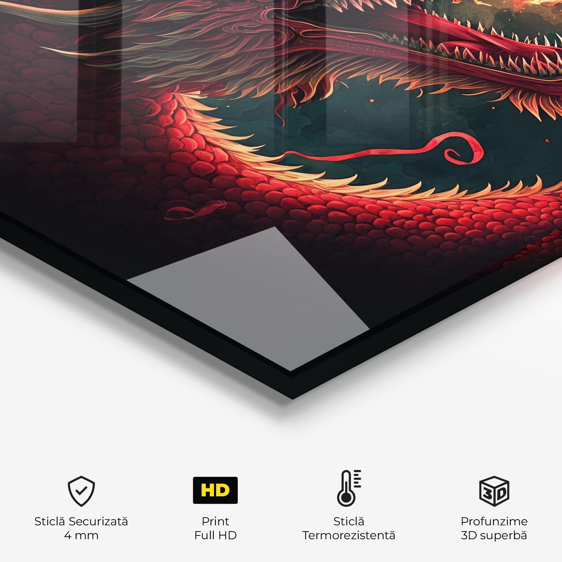 Panou Sticla Bucatarie Red Fire Dragon mockup 2