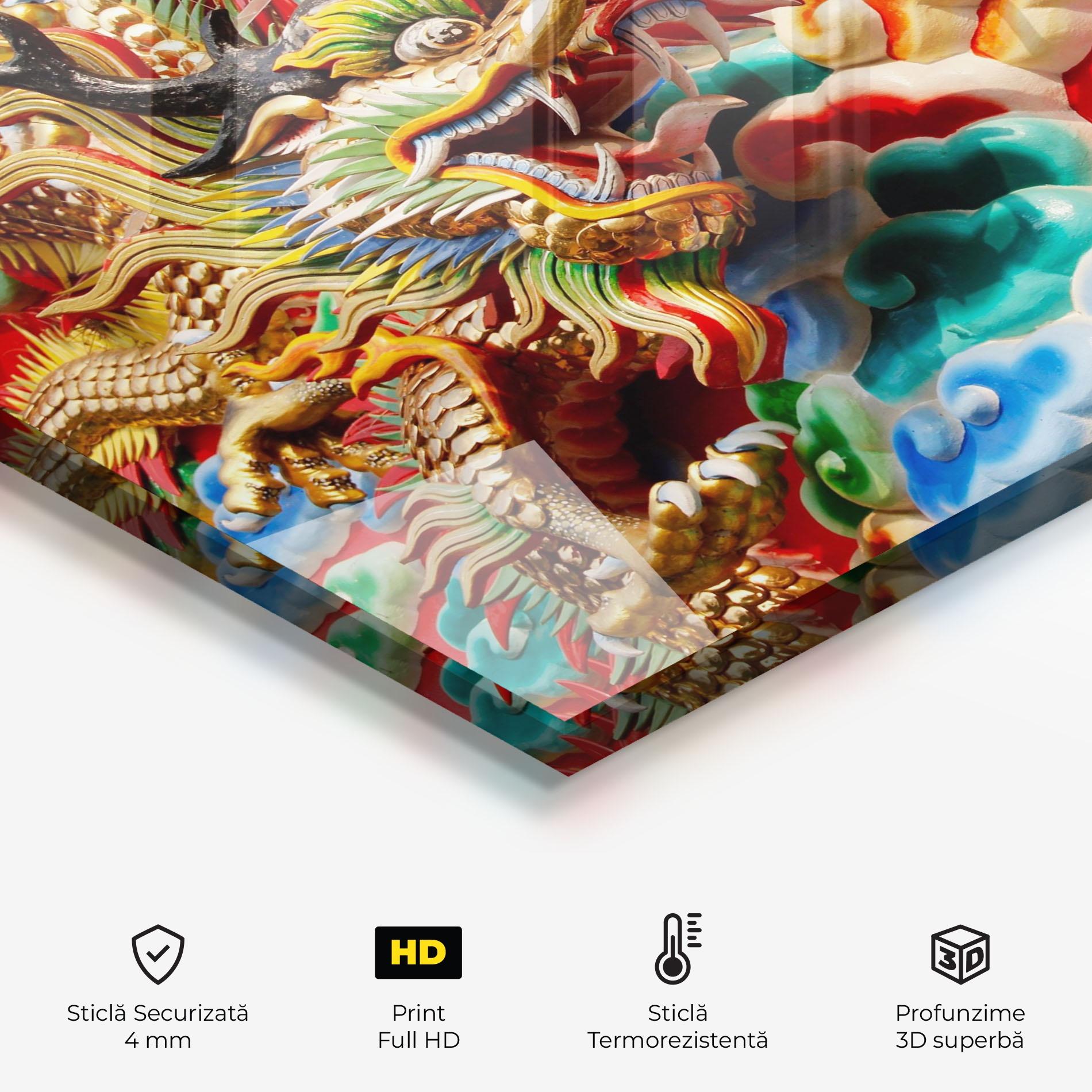 Panou Sticla Bucatarie Red Golden Dragon mockup 2